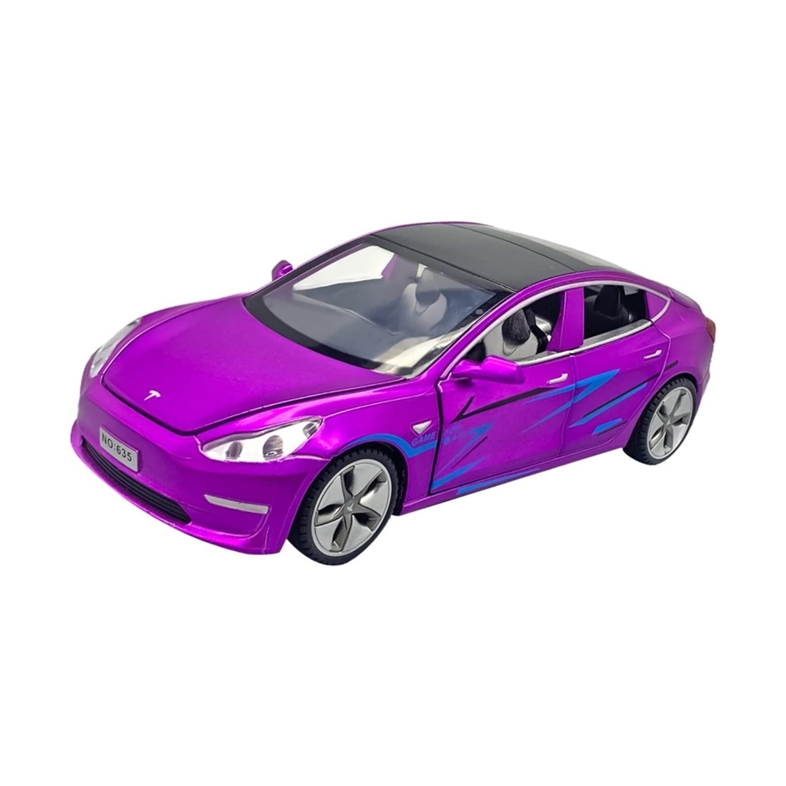 1/32 Scale Tesla Model 3 & X Alloy Car Model - Purple Collectible Toy Cars for Boys, Kids Gift, Home Office Desk Decor, Car Enthusiast Display