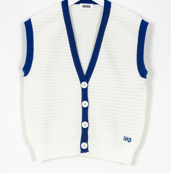 INDEE Women's V-Neck Sleeveless Cardigan Sweater - Size Large (10) - Lightweight Summer Cover-Up for Beach, Office & Casual Outfits