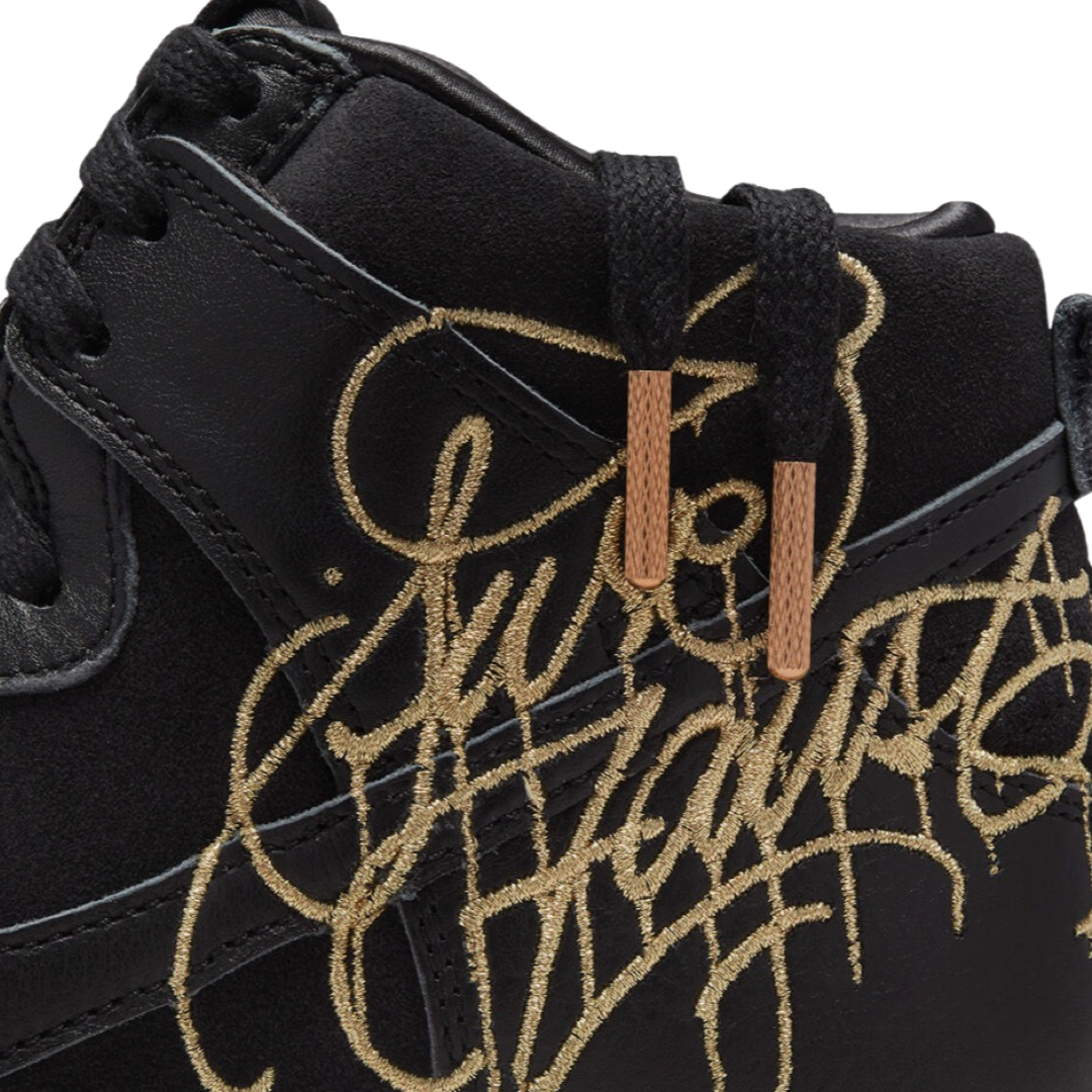 Nike SB Dunk Hi Sneakers - Black & Metallic Gold - Skateboarding Shoes for Men & Women - Perfect for Streetwear & Casual Fashion