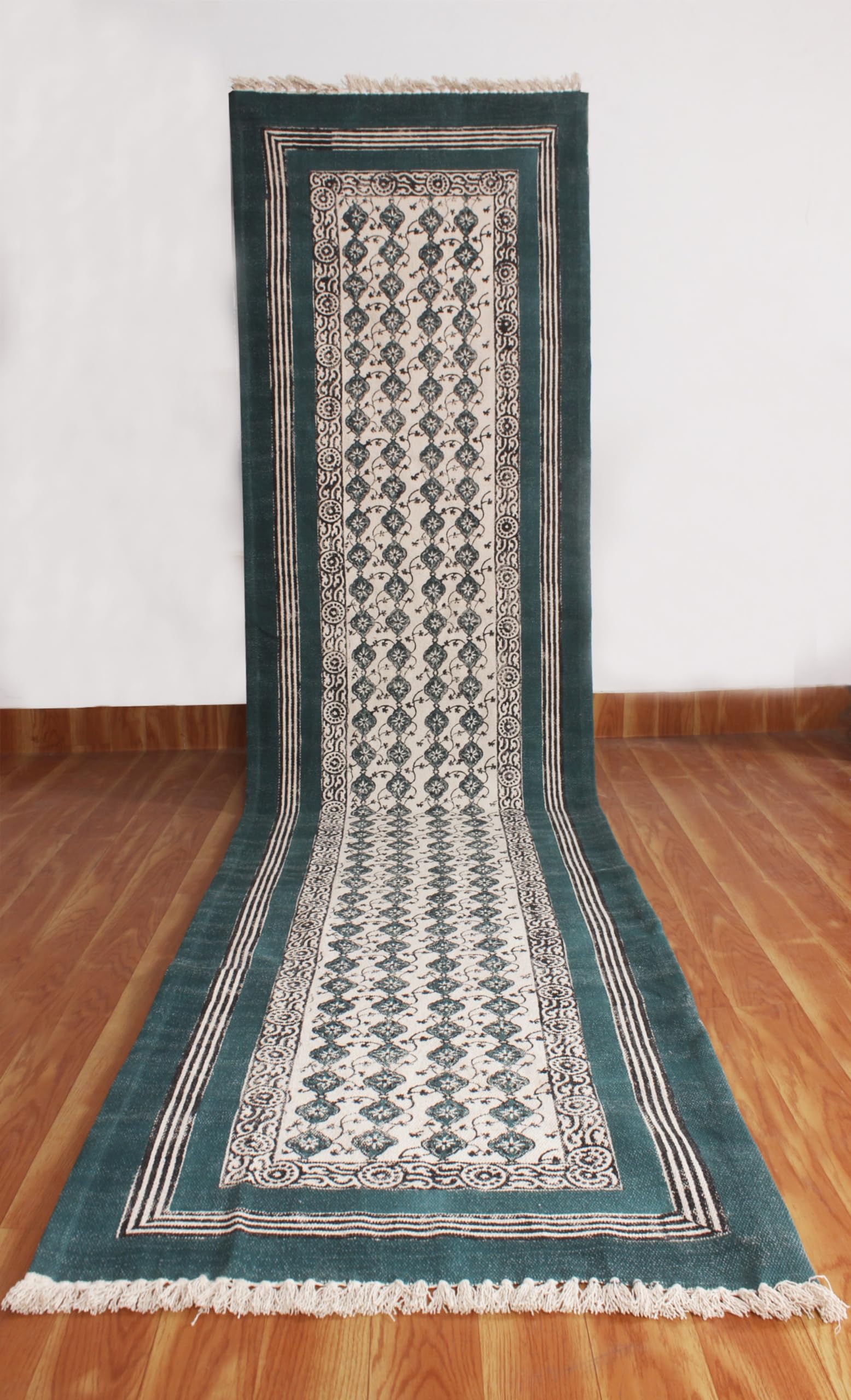 6x8 Ft Turquoise Blue Cotton Dhurrie Floral Kilim Rug - Handmade Flatweave Indoor/Outdoor Carpet for High Traffic Areas | Perfect for Bedroom, Dining Room & Living Room Decor