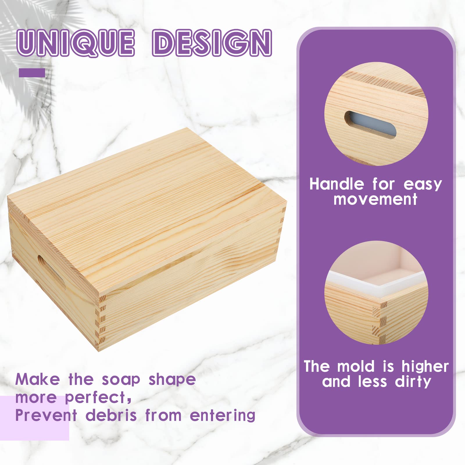 Honeydak 74 oz Large Rectangle Silicone Soap Mold with Wooden Box & Lid - DIY Handmade Soap Making Kit for Crafters, Perfect for Homemade Glycerin, Goat Milk & Essential Oil Soaps (Ideal for Home Spa, Gifts & Small Business Soap Making)
