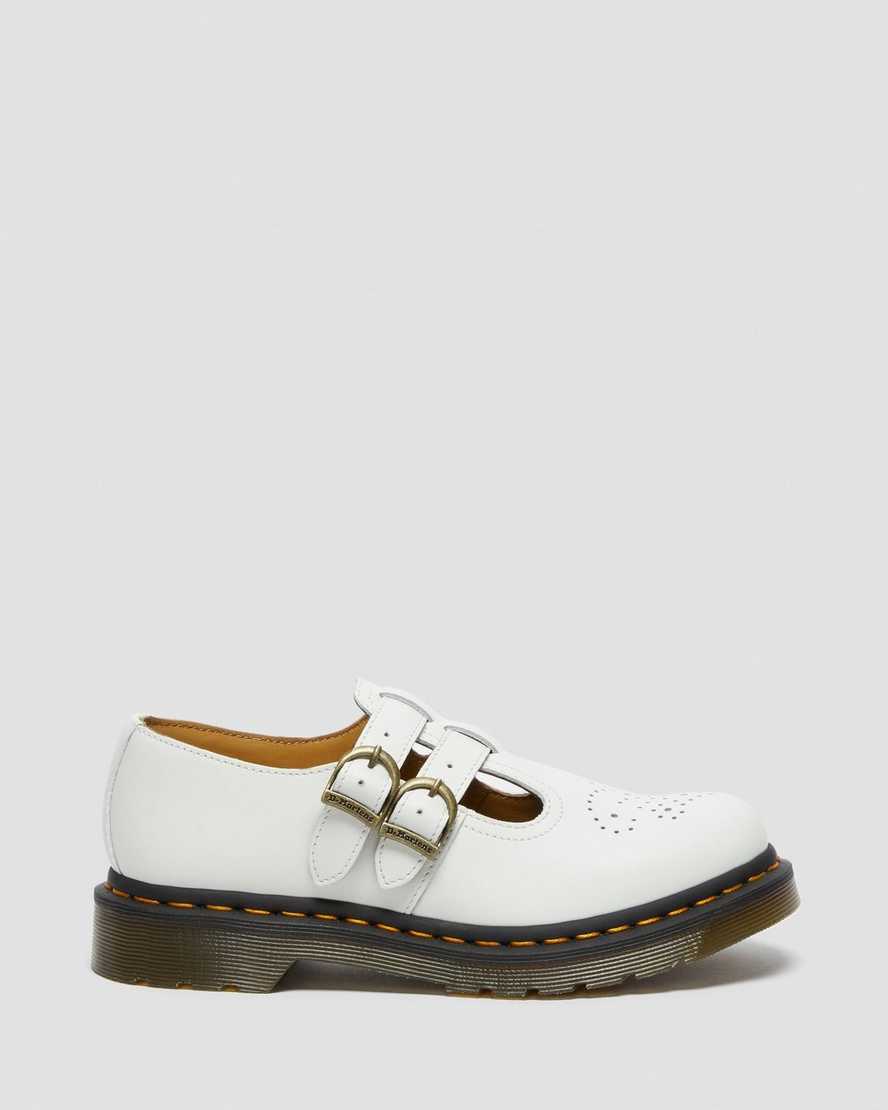 White Smooth Mary Jane Shoes for Women - Comfortable & Stylish Flats for Work, Casual Wear & Everyday Use