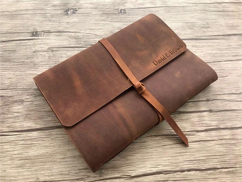 Handmade Leather Baby Memory Book - First Year Keepsake for Newborns, Perfect for Baby Showers, Christenings, and 1st Birthday Gifts