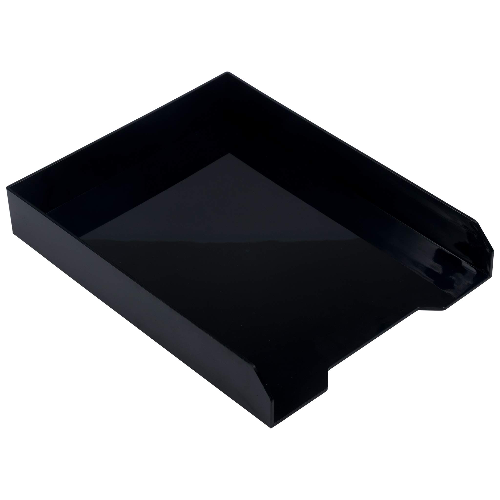 JAM PAPER Stackable Paper Trays - Black - Desktop Document Organizer for Letter & File Storage - Office & Home Workspace Organization - Sold Individually - Perfect for Desk, Counter, and Shelf Organization