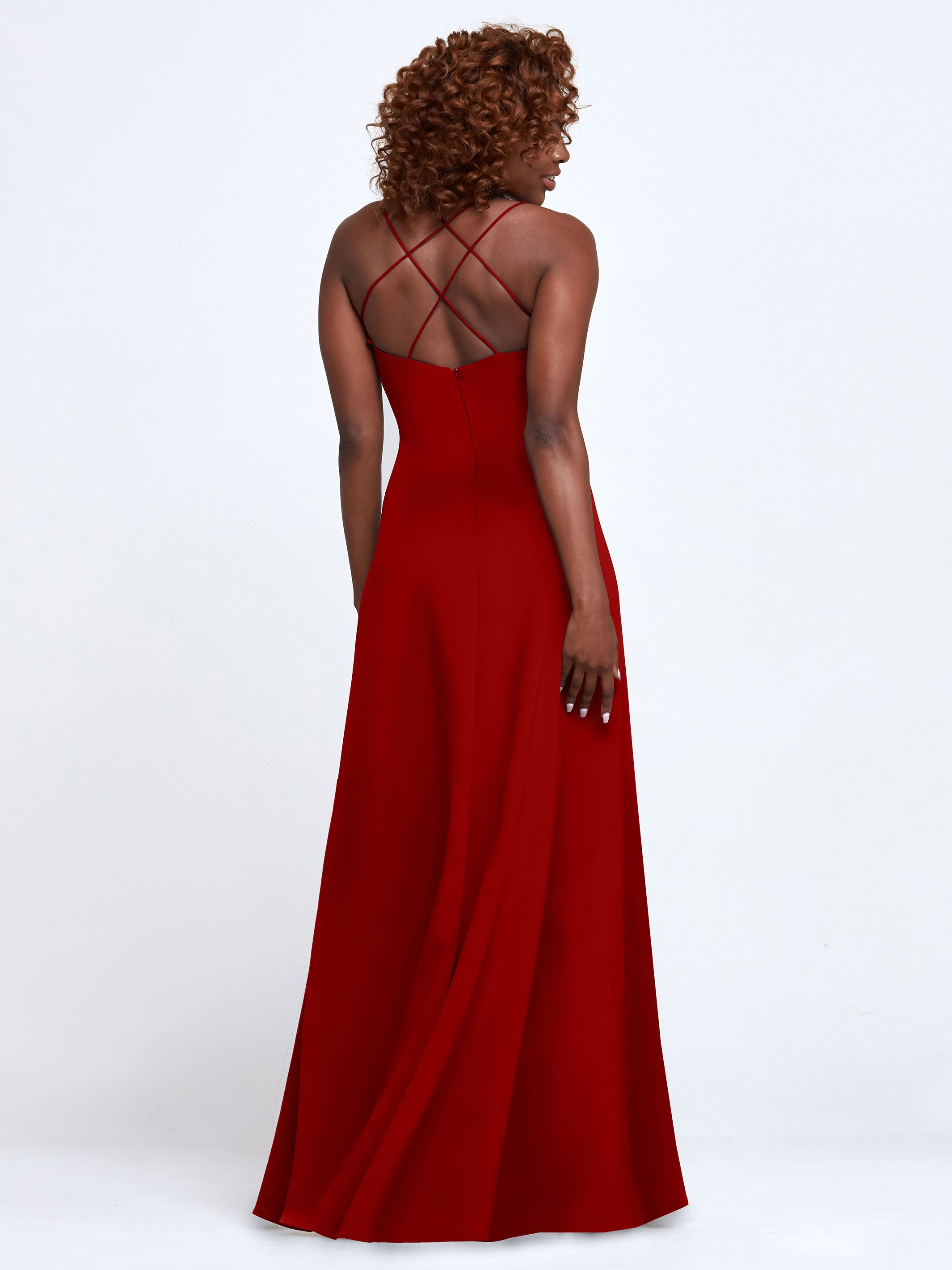 Elegant 83045 Double Knit A-Line Bridesmaid Dress with Adjustable Spaghetti Straps - Perfect for Weddings, Formal Events & Special Occasions