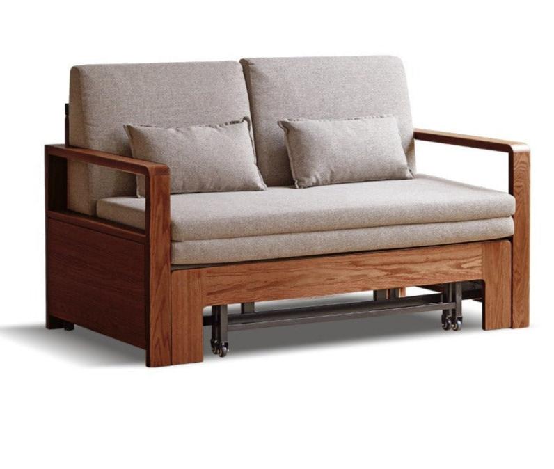 50.4x32.6-77.5x34 inch / 128x82.7-196.8x86.3сm / Walnut sofa bed - smoke chestnut brown