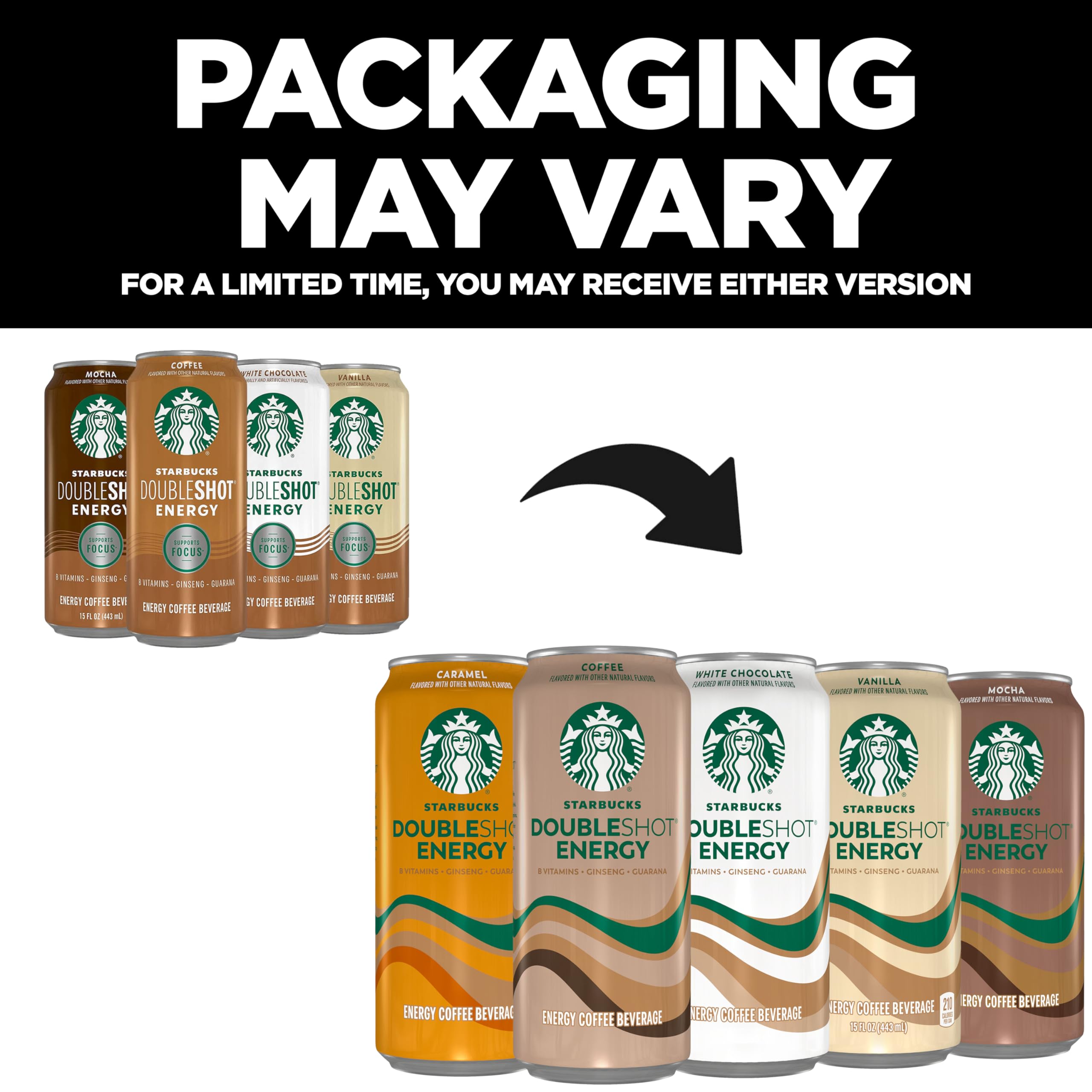 Starbucks Doubleshot Energy Coffee Drink - 15 fl oz Cans (12 Pack) - Iced Coffee Beverage with Caffeine Boost - Perfect for Office, Gym & Road Trips
