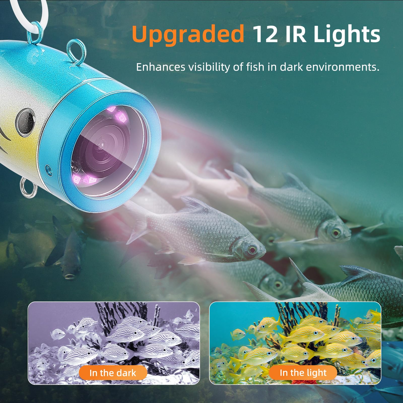 Eyoyo 7 Inch Underwater Fishing Camera with LCD Monitor - 1000TVL HD Fish Finder, 12 Infrared Lights, Waterproof for Lake, Boat & Ice Fishing - Perfect for Night Fishing, Deep Sea Exploration & Underwater Observation