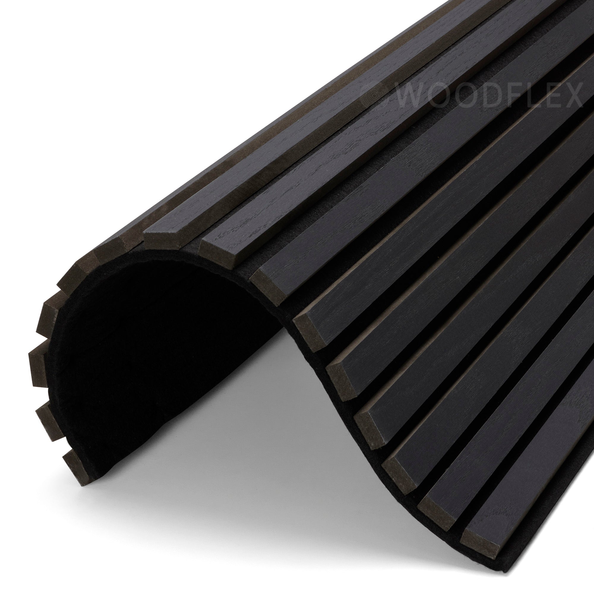 WOODFLEX Flexible Acoustic Wood Slat Wall Panel - Black Veneer Soundproofing Panel 106