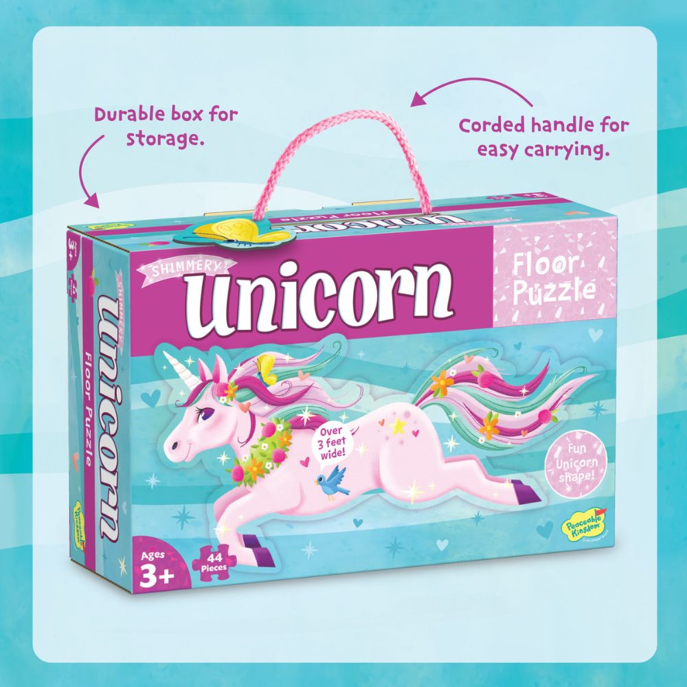 Peaceable Kingdom Shimmery Unicorn Floor Puzzle for Kids - 48-Piece Glittering Unicorn Jigsaw Puzzle for Children's Room Decor & Educational Playtime