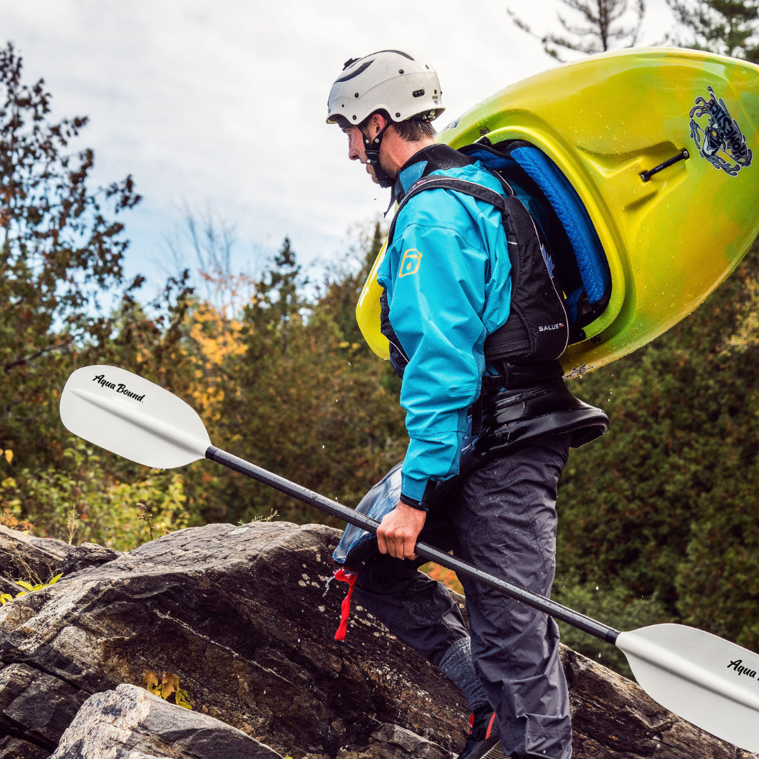 Aqua Bound Shred Hybrid 4-Piece Whitewater Kayak Paddle - Lightweight Carbon Fiber Shaft with Durable Nylon Blades for River Rafting & Kayaking Adventures