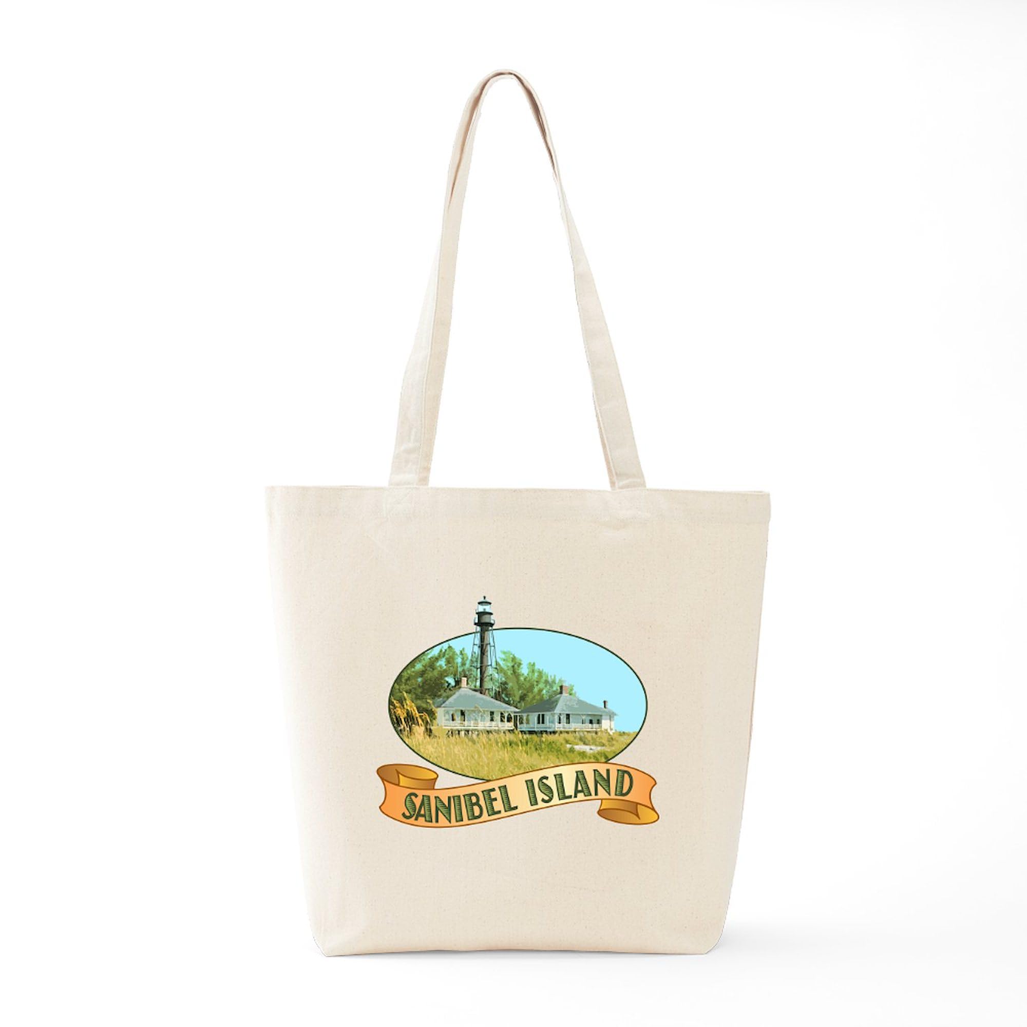 Sanibel Lighthouse Tote Bag - Natural Canvas Reusable Beach & Shopping Tote - Perfect for Groceries, Beach Trips & Everyday Use