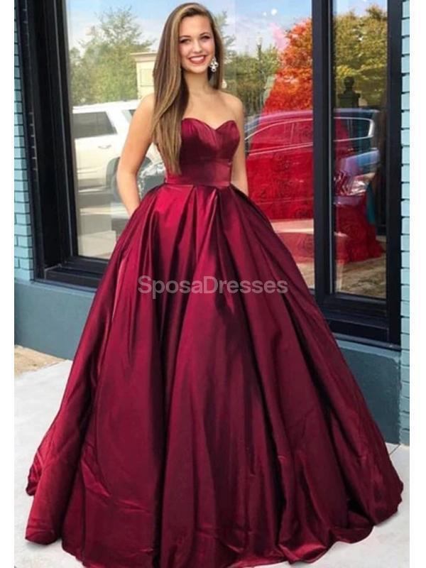 Elegant Dark Red Sweetheart A-Line Long Evening Prom Dress for Women - Perfect for Formal Parties, Homecoming, and Special Occasions
