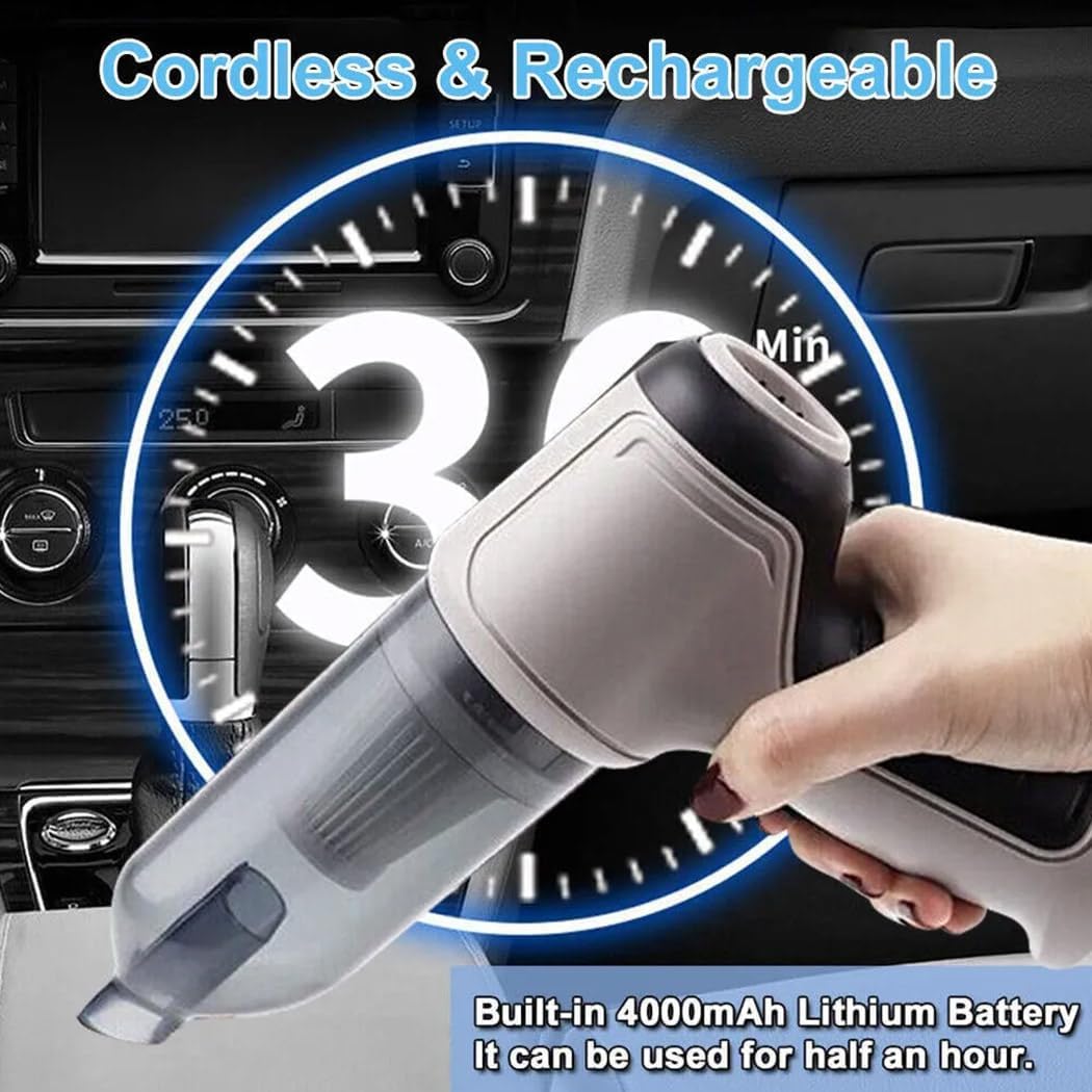 Airfy Pro 2 Portable Handheld Vacuum Cleaner - Powerful Cordless Car Vacuum for Home, Office & Auto Detailing | Removes Stains from Seats, Carpets & Crevices | Ideal for Quick Cleanups, Pet Hair Removal & Travel Use