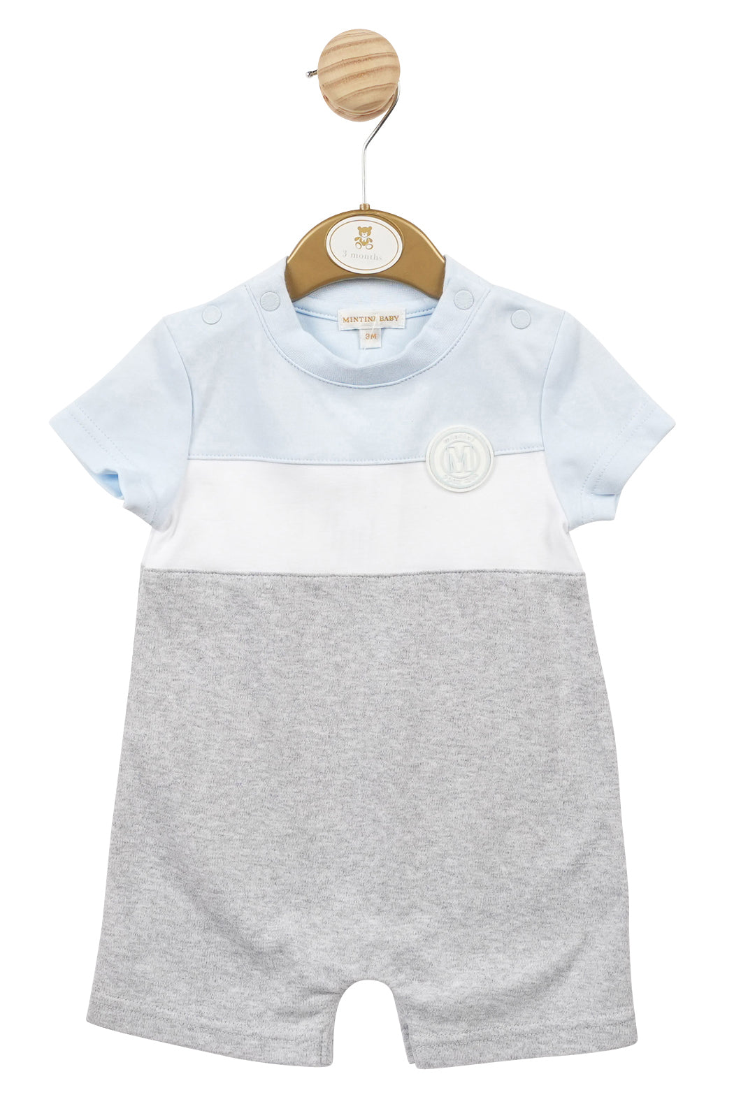 Silas Baby Blue & Grey Romper - Soft Cotton Jumpsuit for Newborns & Infants | Perfect for Playtime, Photo Shoots & Everyday Wear