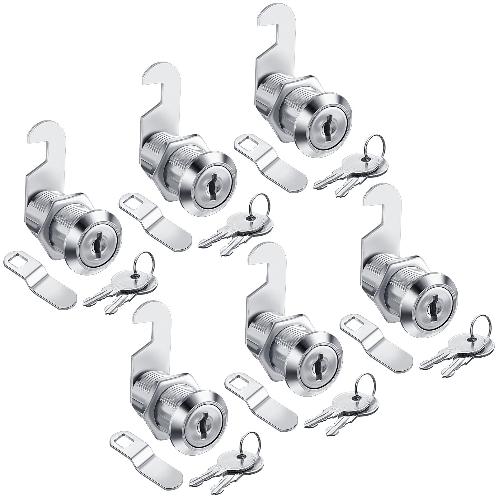 6 Pack Alloy Cam Lock 5/8 Inch - Cabinet Lock, Mailbox Lock, Drawer Lock with Keys - Secure Tool Box, File Cabinet, RV Storage - Perfect for Home, Office & Mailbox Security (Delicate)