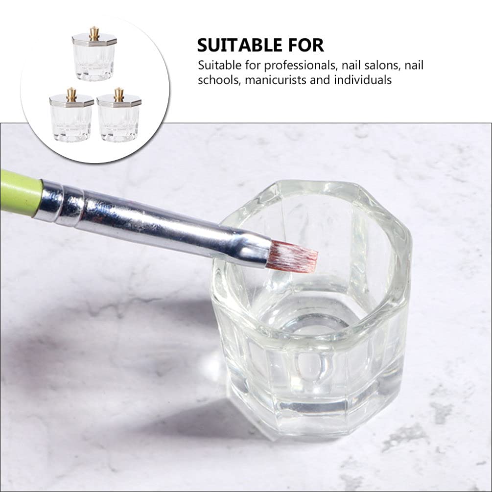 3pcs Octagonal Nail Art Cups - Stainless Steel Dappen Dishes for Acrylic Liquids & Manicure - Salon & Home Use