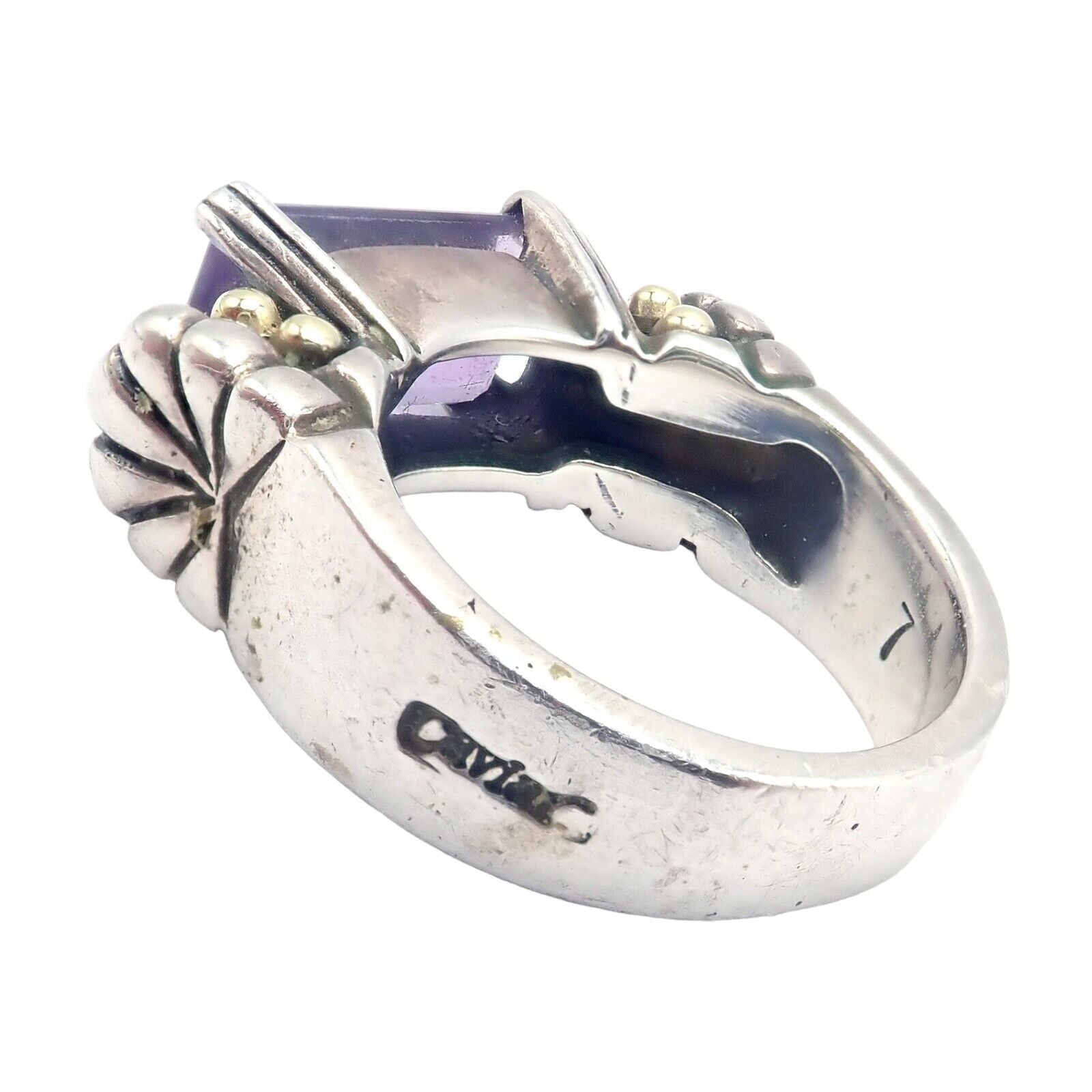 Authentic Lagos Caviar Silver & 18k Yellow Gold Amethyst Ring for Women - Elegant Jewelry Gift for Birthday, Anniversary & Special Occasions