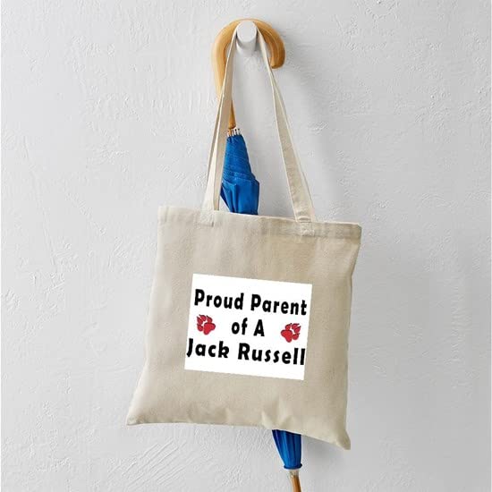 Proud Parent of a Jack Russell Tote Bag - Natural Canvas Reusable Shopping Bag for Dog Lovers | Perfect for Groceries, Beach Trips & Pet Outings