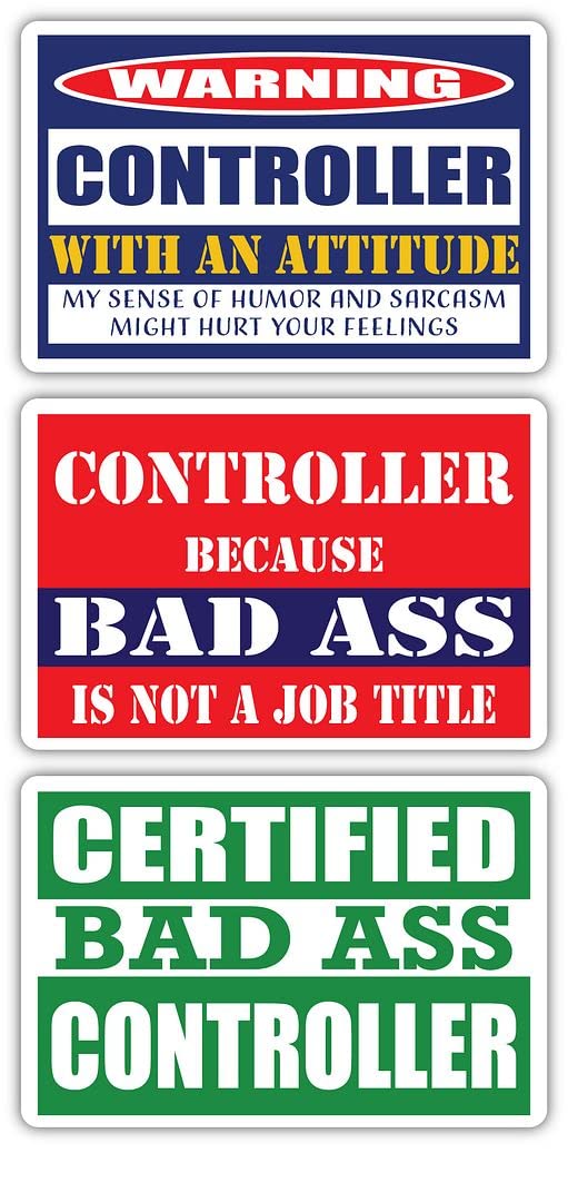 Certified Bad Ass Controller Stickers (3-Pack) - Funny Job & Career Gift - Durable 3M Vinyl Decals for Laptops, Hard Hats, Windows - Perfect for Office Humor & Workstation Customization