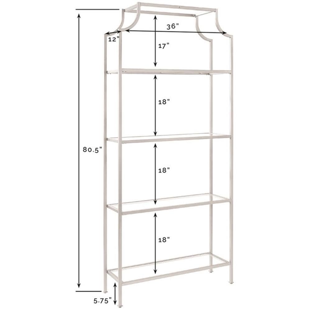 Pemberly Row Modern Metal and Glass Etagere Bookcase - Oil Rubbed Bronze with Clear Shelves | Stylish Home Office & Living Room Storage Solution