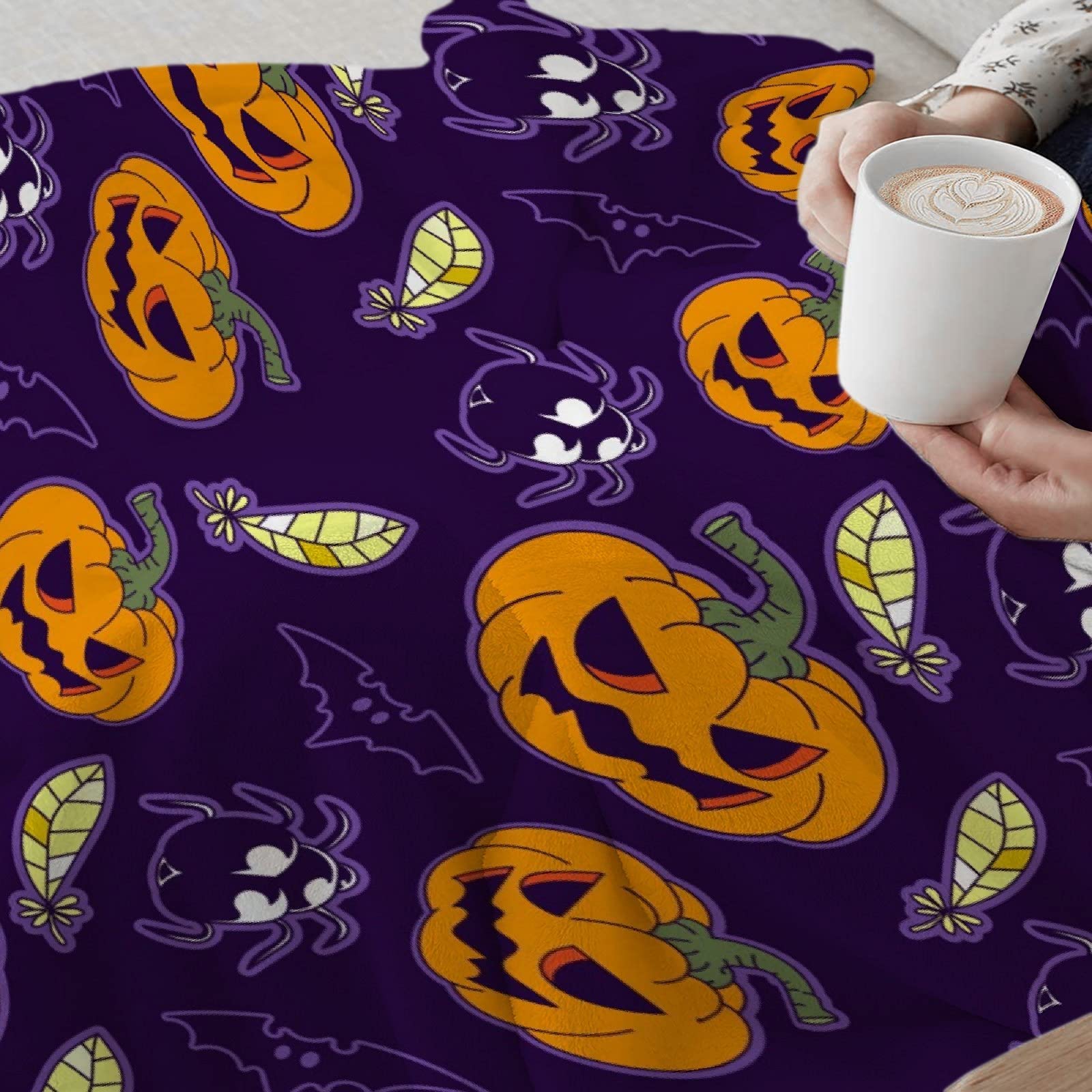 Halloween Pumpkin Blanket - Oversized 120x90 Inch Microplush Fleece Throw for All Seasons | Warm & Lightweight Thermal Blanket for Couch, Bed, Sofa | Perfect for Fall, Winter, Spring & Summer Cozy Nights