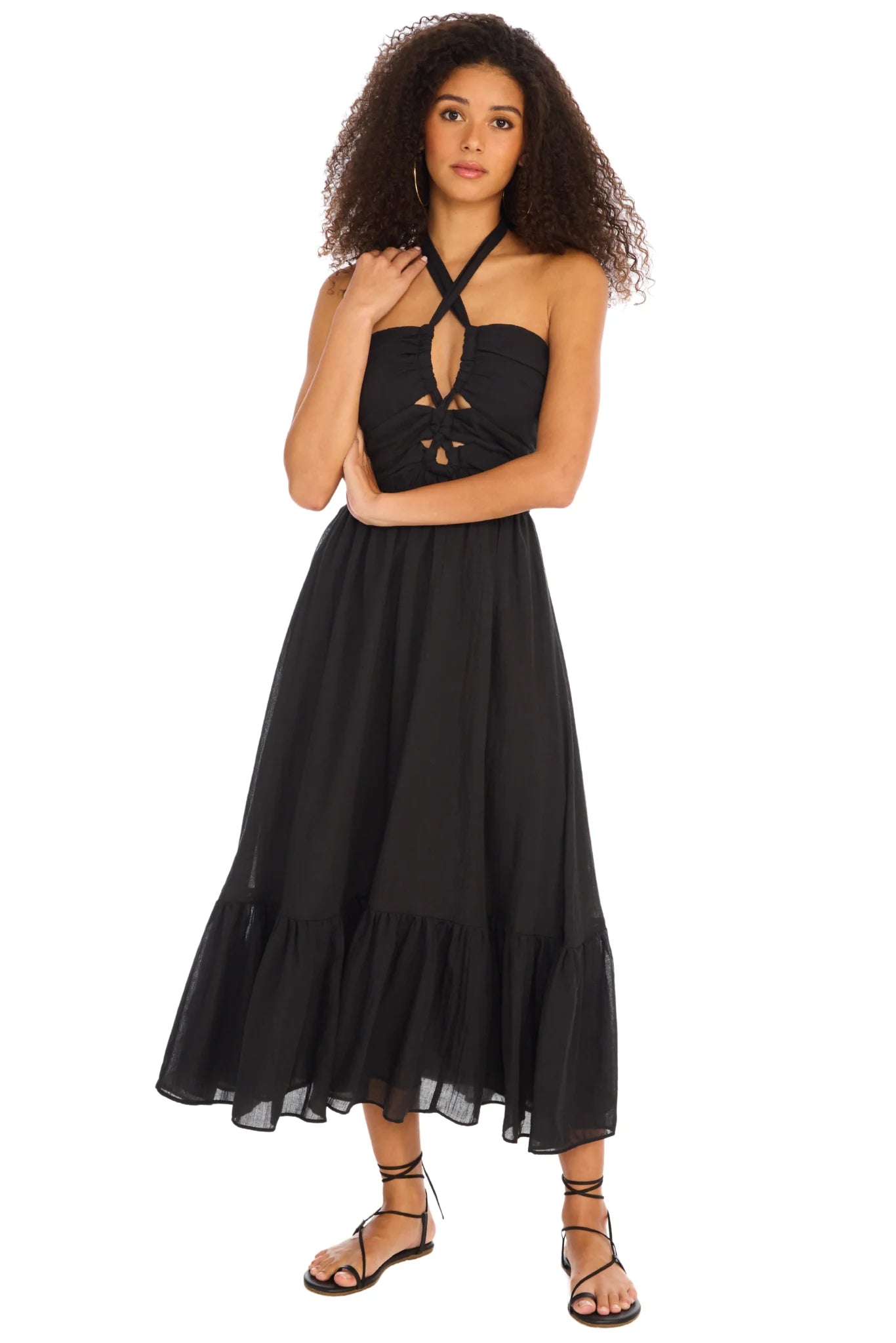 Sabine Midi Dress - Women's Floral Print Summer Dress with Short Sleeves | Perfect for Beach Vacations, Date Nights & Casual Outings