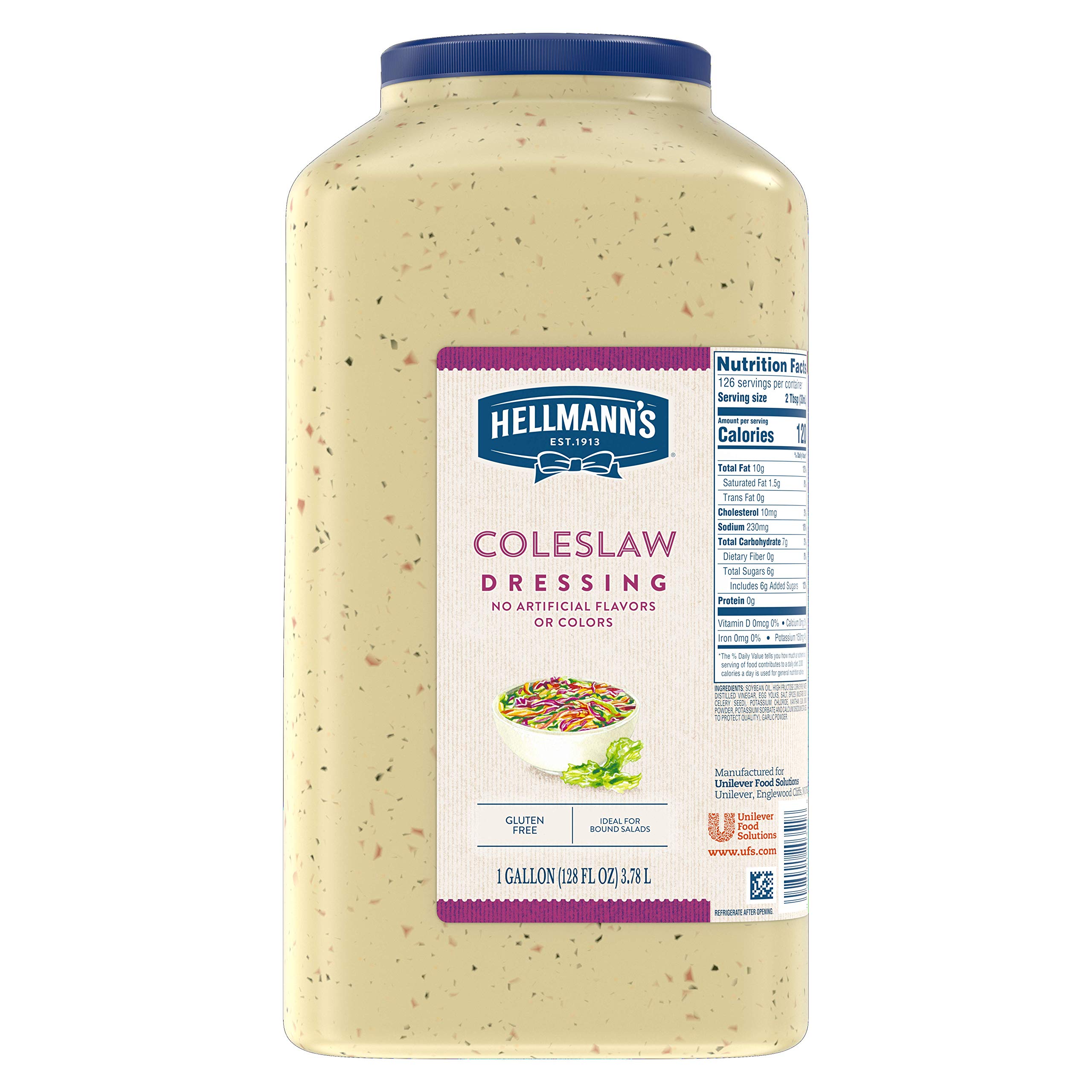 Hellmann's Coleslaw Salad Dressing - Gluten Free, No Artificial Flavors or Colors - 1 Gallon (Pack of 4) - Perfect for BBQs, Picnics & Family Gatherings