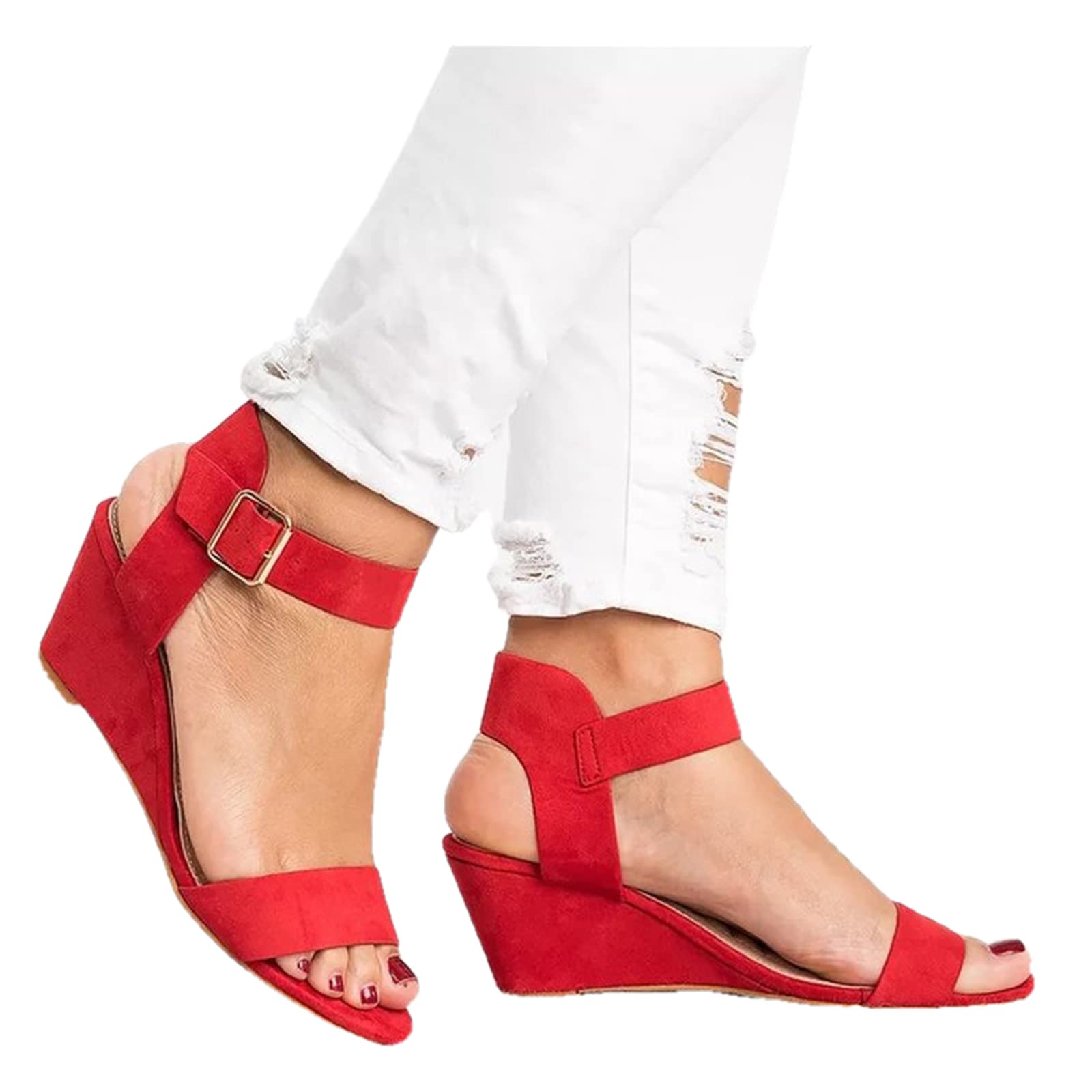 Women's Boho Wedge Sandals with Ankle Strap - Low Heel Open Toe Platform Sandals for Summer, Beach, Casual & Dressy Occasions | Perfect for Vacations, Date Nights and Outdoor Events