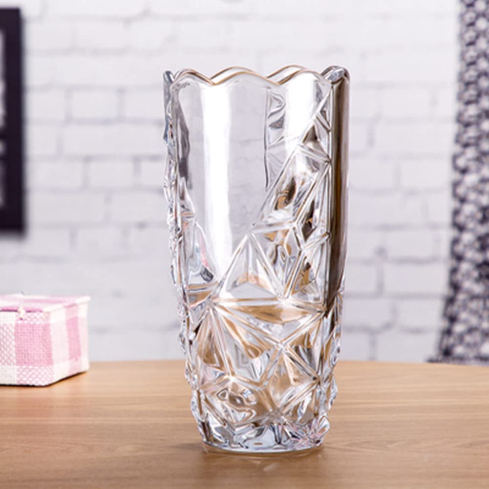 Handmade Crystal Glass Vase - 10x5 Inch Decorative Centerpiece for Flower Arrangements, Wedding Decor, Home & Office Décor - Elegant Artificial Art Vase for Housewarming Gifts & Tabletop Display