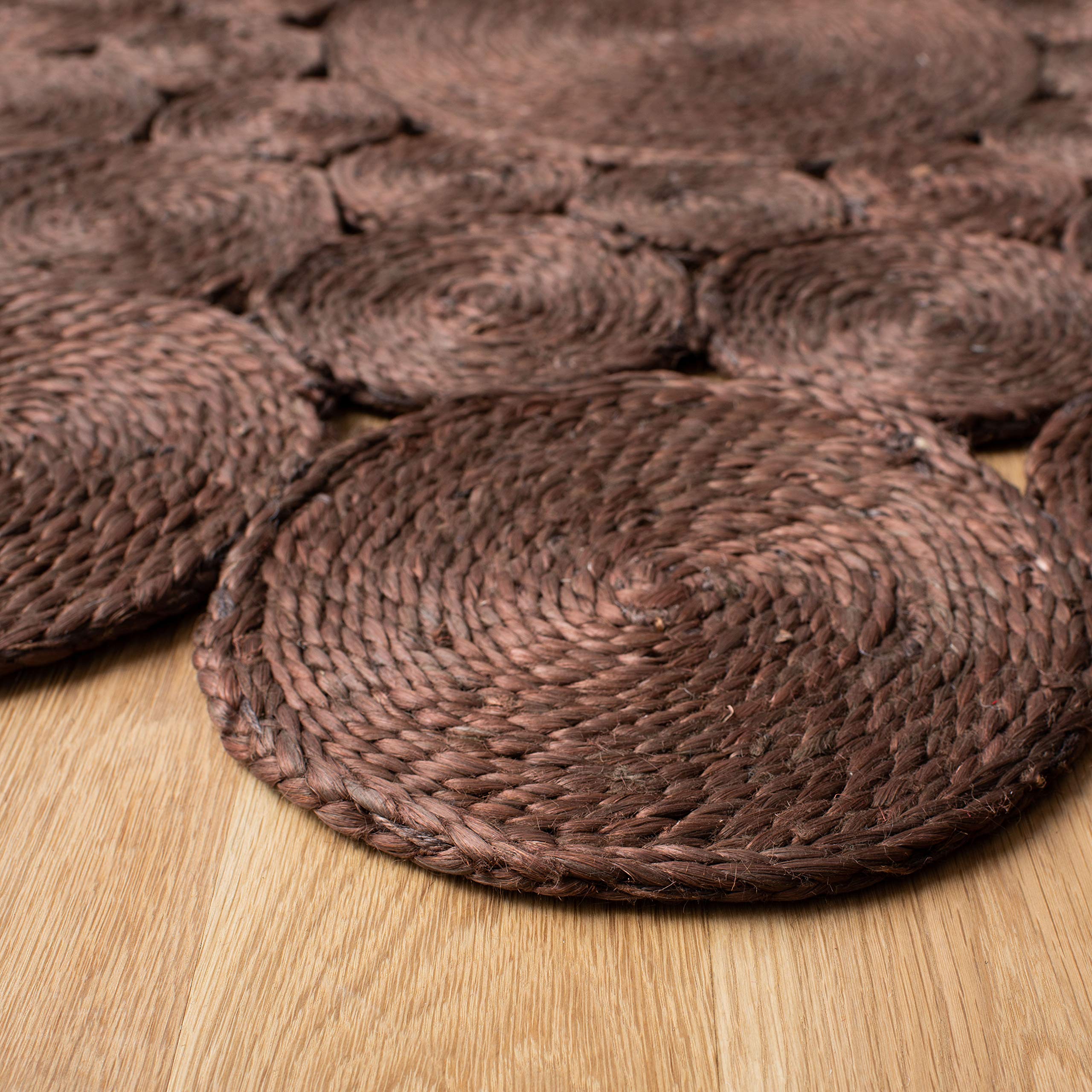 SAFAVIEH Handmade Boho Jute Area Rug - 6' Round Natural Fiber Rug in Brown (NF363T) for Farmhouse, Living Room & Bedroom Decor