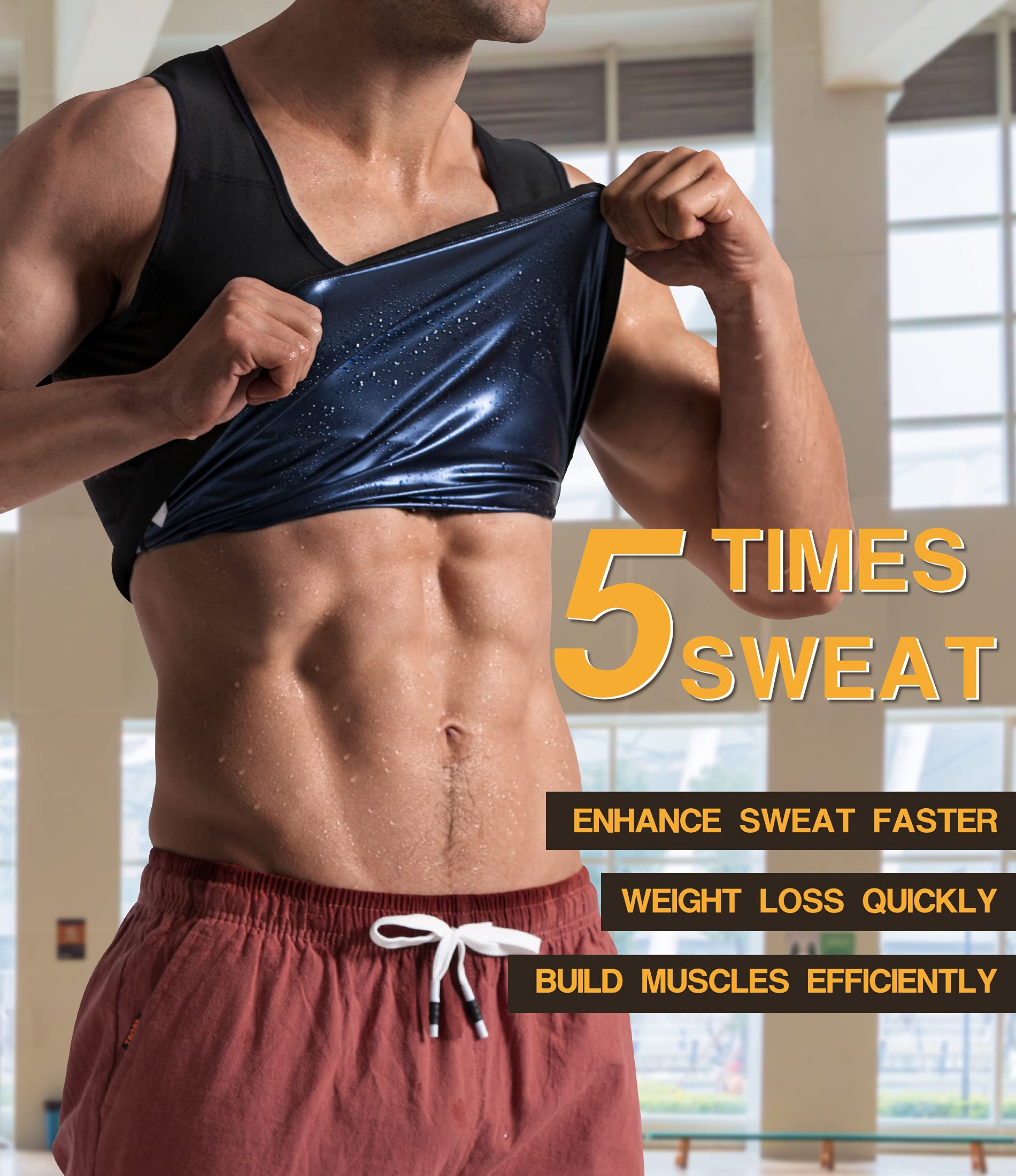 MOLLDAN Men's Sauna Vest Sweat Tank Top - Waist Trainer Workout Shirt for Weight Loss & Fitness | Gym, Running, Home Exercise