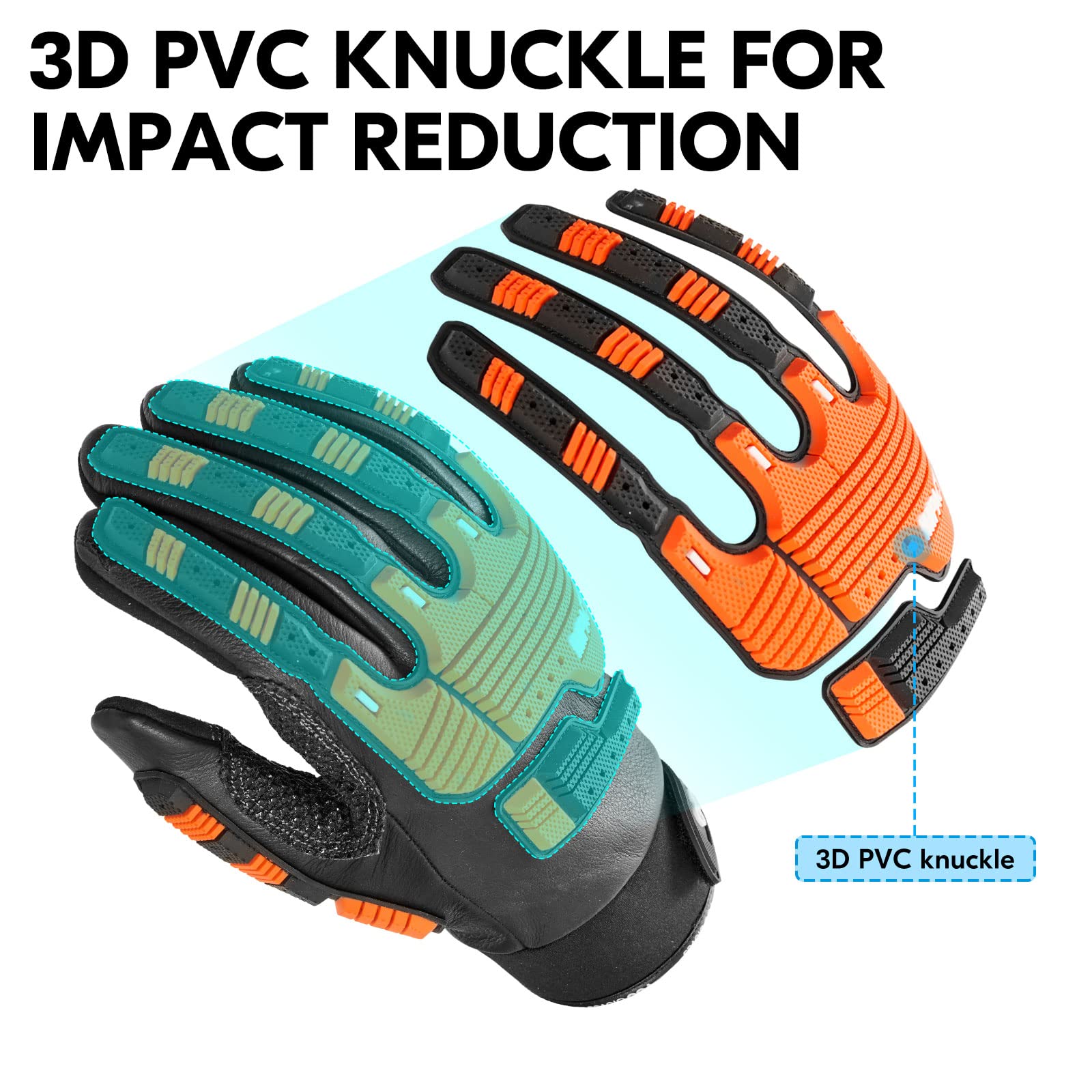 Heavy Duty Leather Work Gloves for Mechanics - Waterproof, Impact & Vibration Resistant Safety Gloves (CA7722WR) - Ideal for Construction, Automotive Repair & Outdoor Work