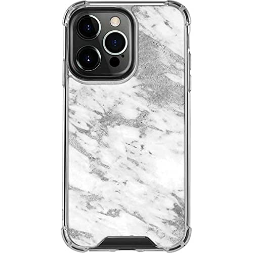 Skinit Clear iPhone 13 Pro Case with Silver Marble Design - Slim Protective Cover for Everyday Use | Perfect for Work, Travel & Style