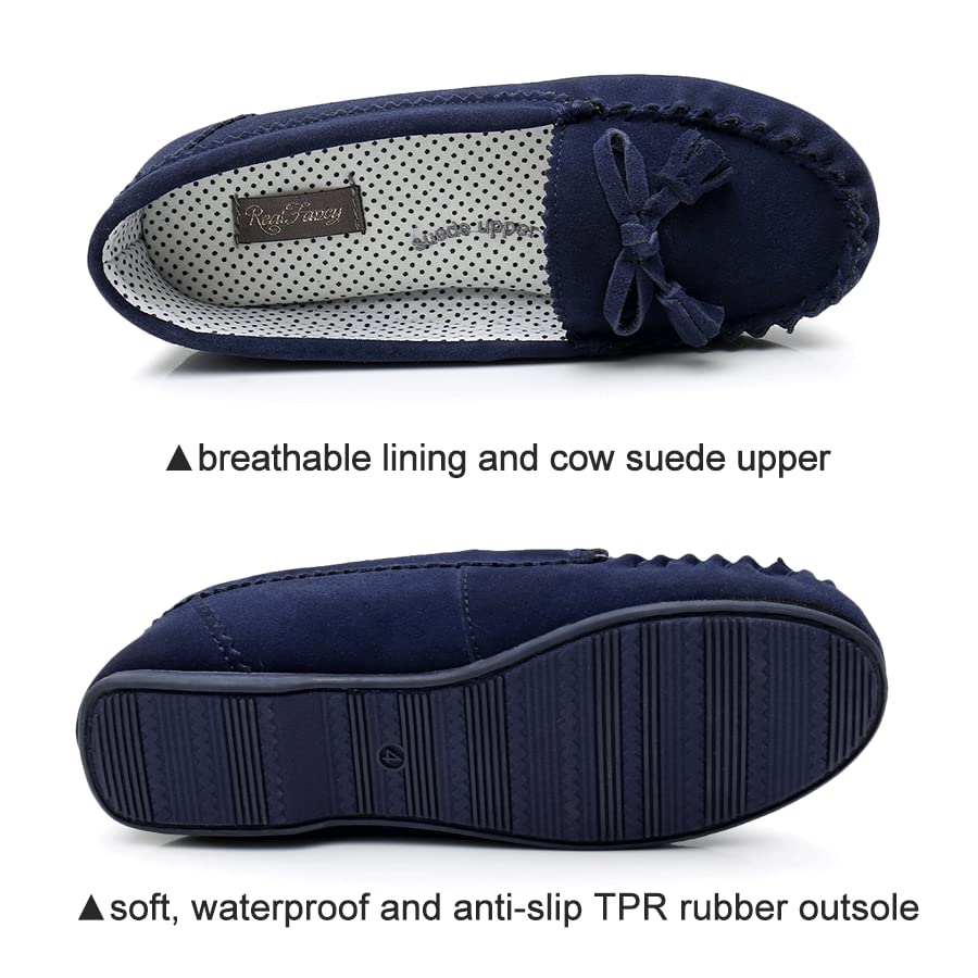 Women's Comfortable Flat Moccasin Slippers - Casual Loafers for Spring & Driving - Cozy House Shoes for Relaxing at Home, Running Errands or Road Trips