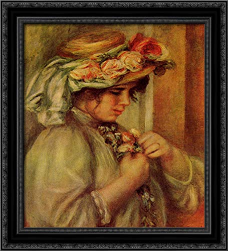 Pierre Auguste Renoir Young Girl in a Hat 20x22 Black Ornate Wood Framed Canvas Art - Perfect for Living Room, Bedroom, and Office Wall Decor
