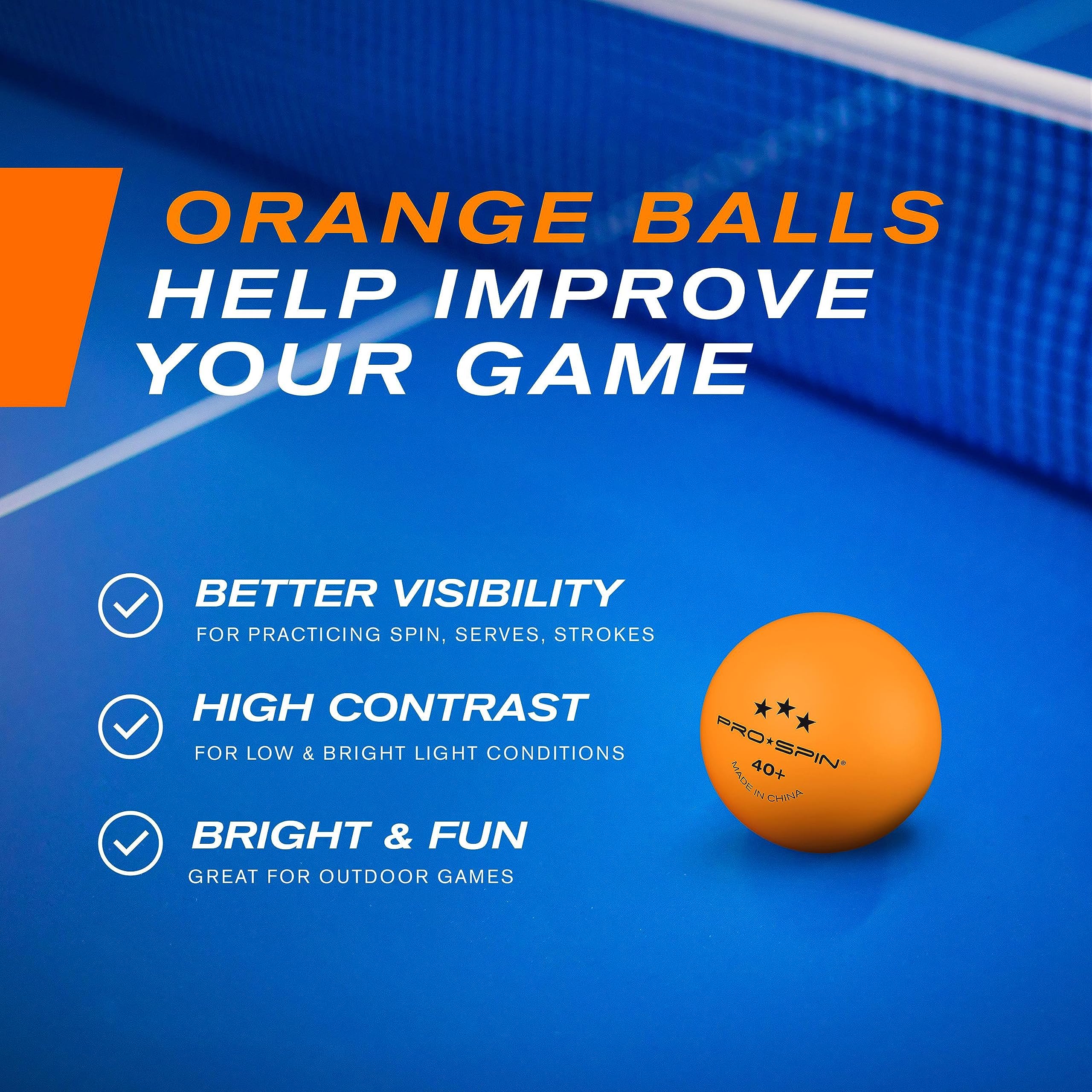 PRO SPIN 3-Star Premium Orange Table Tennis Balls - High-Performance 40+ ABS Professional Ping Pong Balls for Indoor & Outdoor Play | Durable, Tournament Approved | Perfect for Practice, Training & Competitive Matches