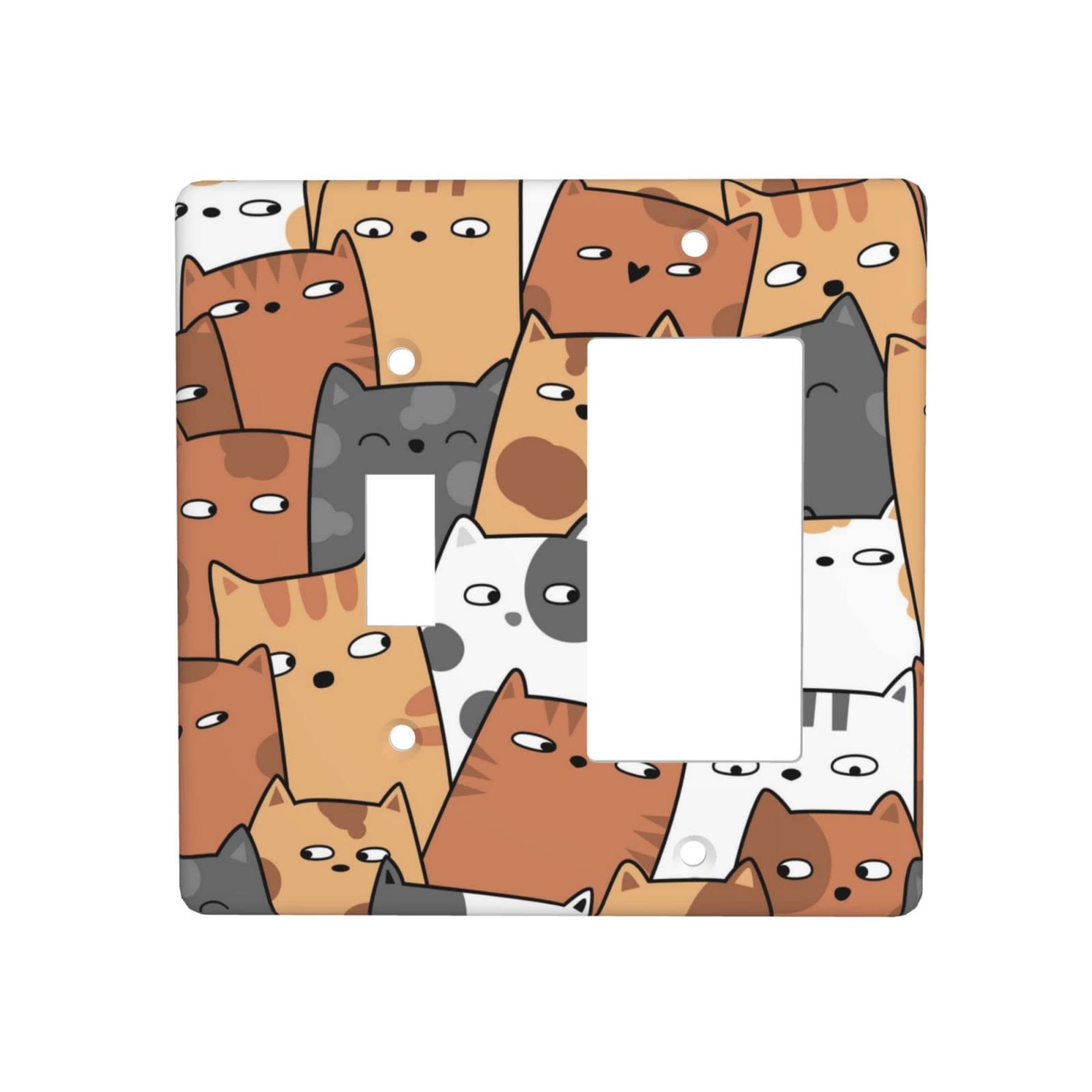Adorable Cat Light Switch Cover - Decorative 2 Gang Wall Plate for Home & Kitchen Decor - Perfect for Pet Lovers' Bedroom, Nursery, or Living Room Accessories