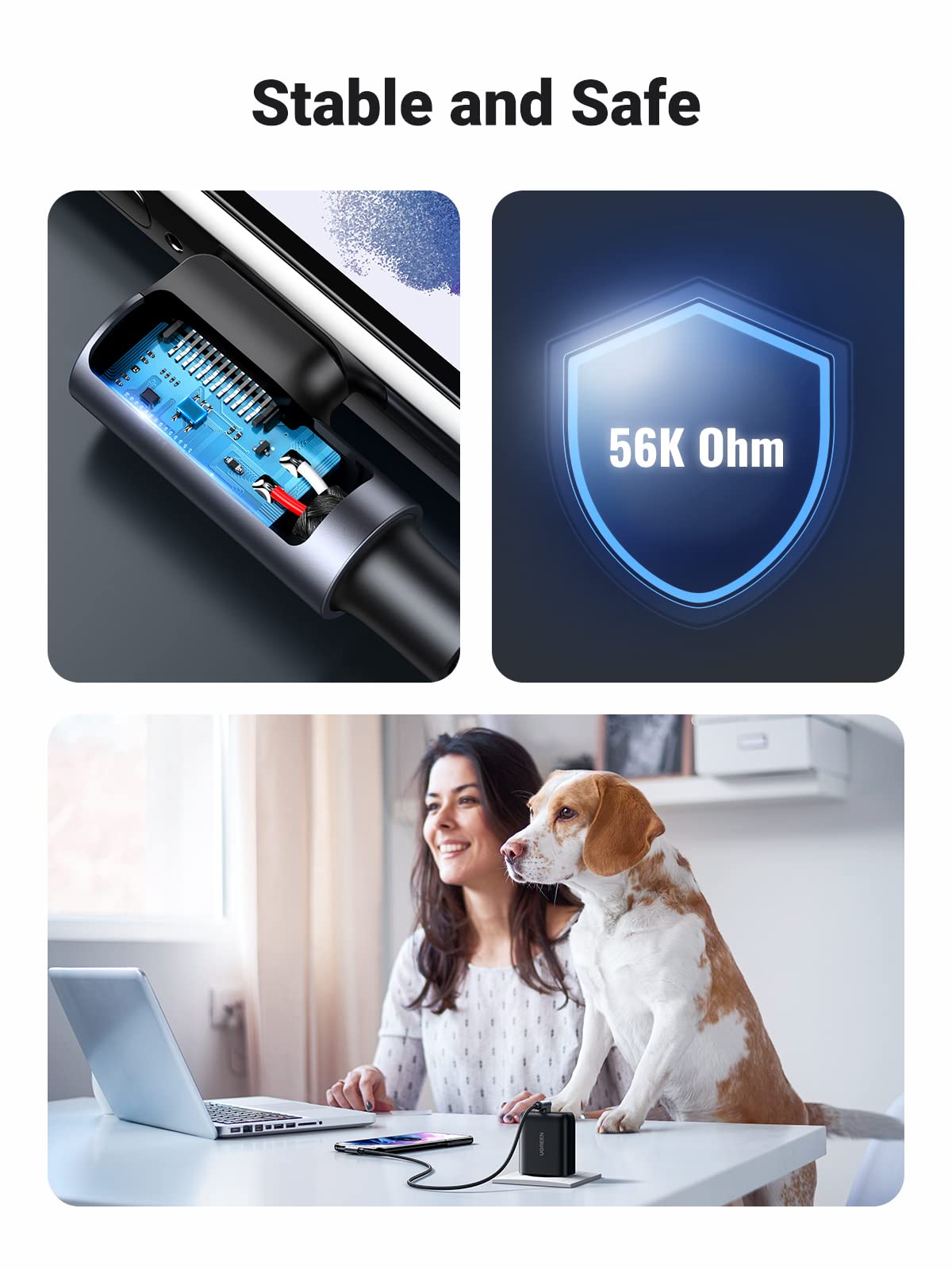 UGREEN 90 Degree Right Angle USB to USB C Cable 3A Fast Charging Cord - Compatible with iPhone 16/15 Pro Max, Galaxy S24/S23 Ultra, Pixel 7/6, Redmi Note 11, Huawei P60/P50 Pro (0.5M) - Perfect for Bedside Charging & Car Use