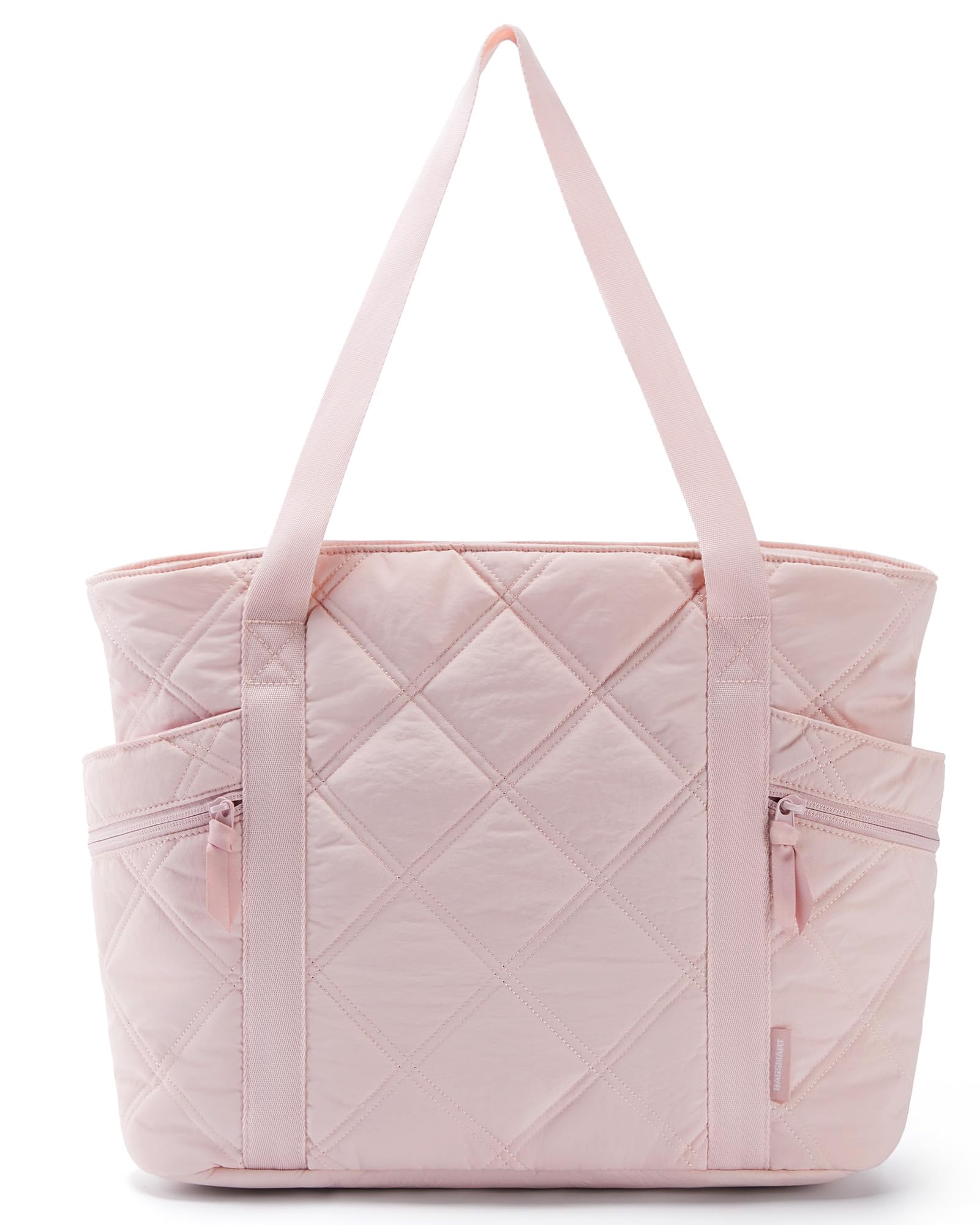 BAGSMART Quilted Puffer Tote Bag for Women - Large Zippered Carry On Travel Bag, Stylish Nurse Work Bag & Essential Organizer for Commuting, Work, Shopping & Weekend Getaways