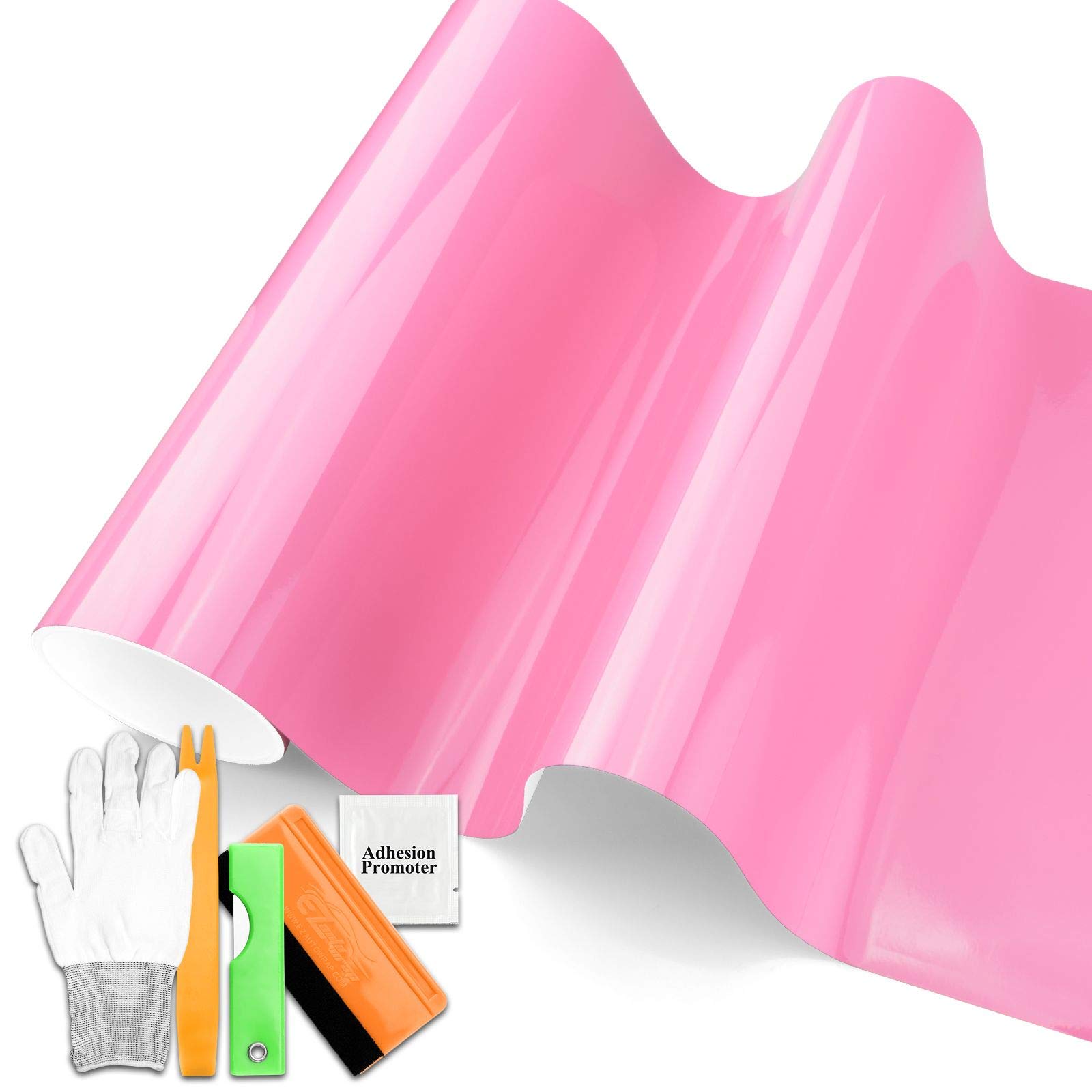 JDMBESTBOY 5FT x 25FT Premium Glossy Light Pink Car Vinyl Wrap - Air Release Technology for Vehicle Customization | Perfect for Cars, Trucks, Motorcycles & DIY Projects