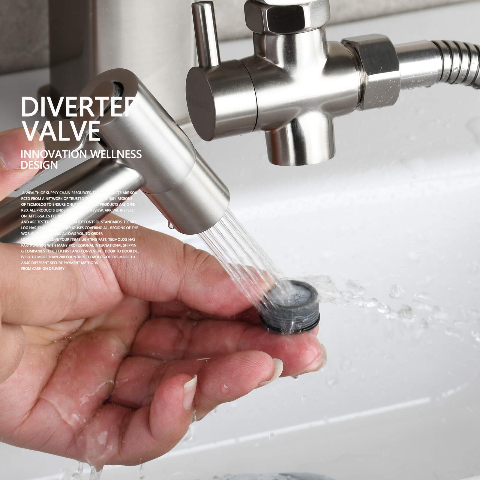 Brass Faucet Valve Splitter - M22 to M24 Sink Hose Connector, Brushed Nickel Diverter for Kitchen & Bathroom | Perfect for Dual Sink Use, Outdoor Faucet Extension & RV Water Hookup