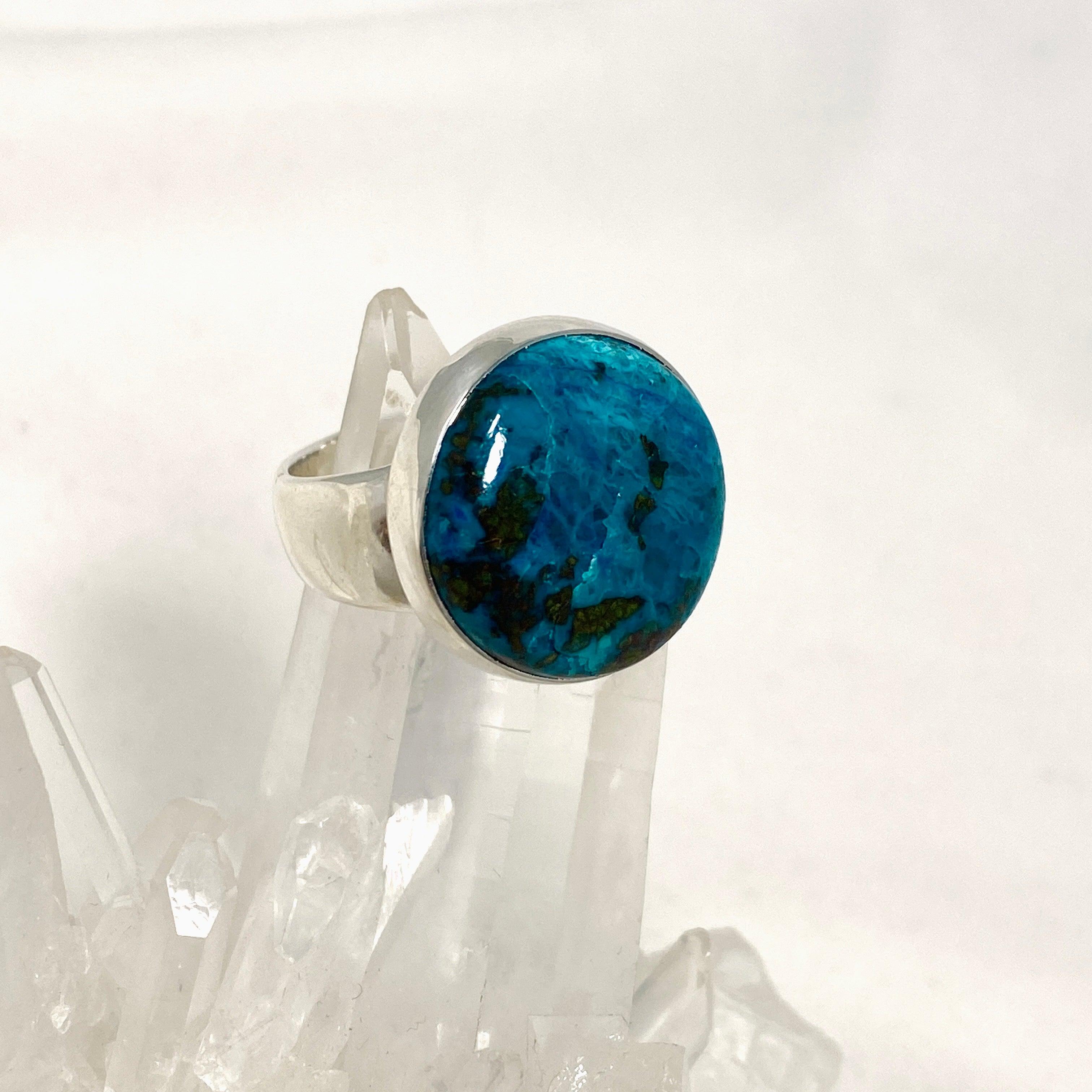 Shattuckite Round Ring Size 9 - Natural Stone Jewelry for Women | KRGJ3236 | Perfect for Boho Style, Spiritual Healing & Everyday Wear