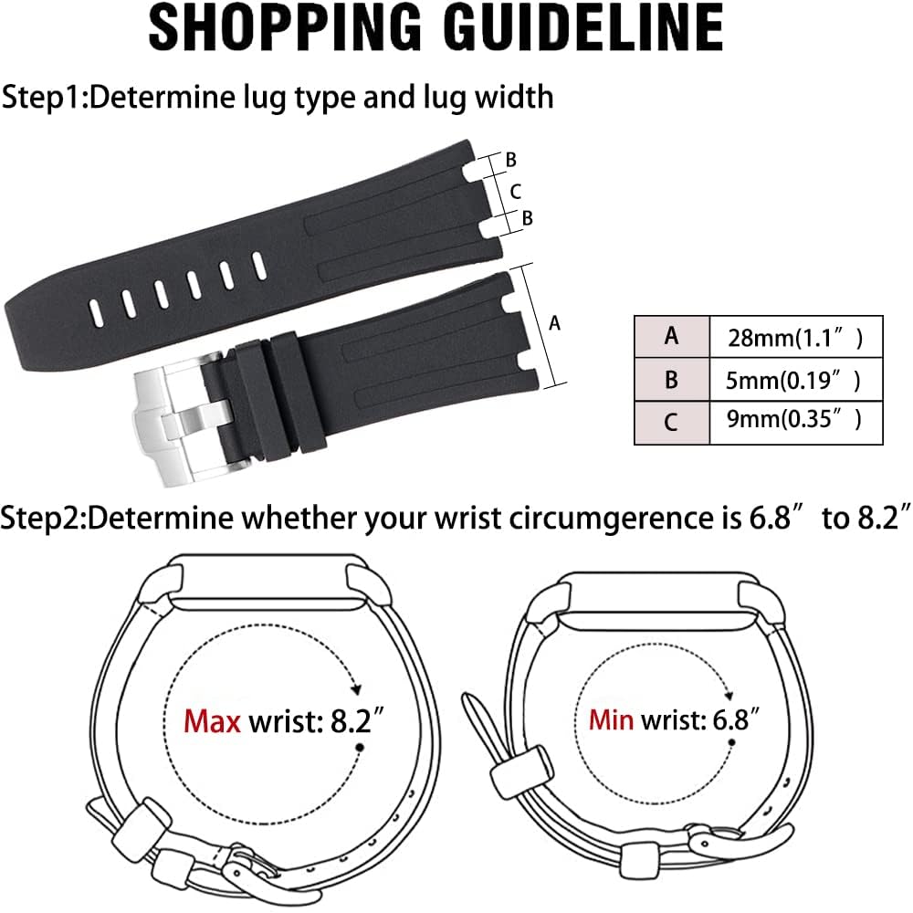 28mm Rubber Watch Band for AP Royal Oak Offshore - Durable Strap for Men's Watches 15703 15710 - Perfect for Outdoor Sports & Daily Wear