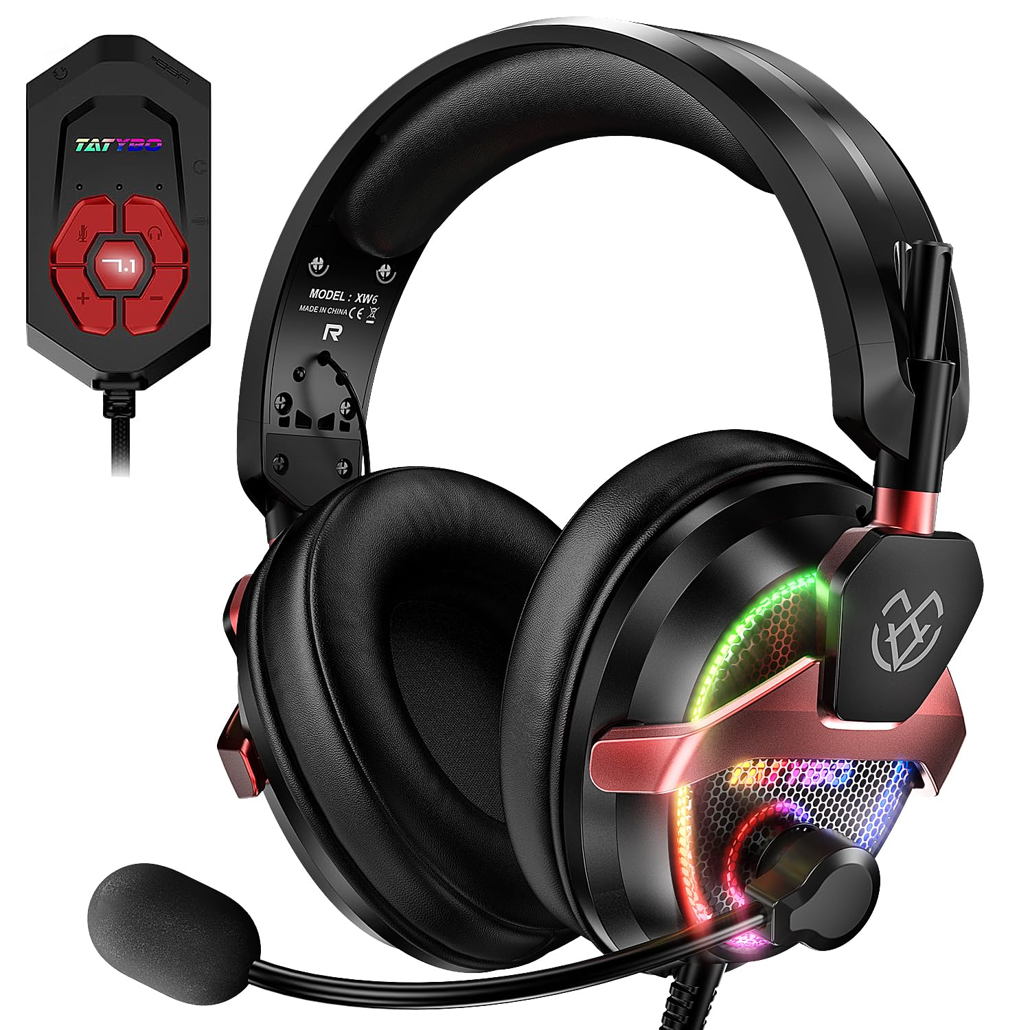 Best PC Gaming Headset with Microphone for PS5, PS4, Xbox - USB & 3.5mm Wired Headphones with 7.1 Surround Sound & RGB Lighting - Perfect for Competitive Gaming, Streaming, and Online Chat