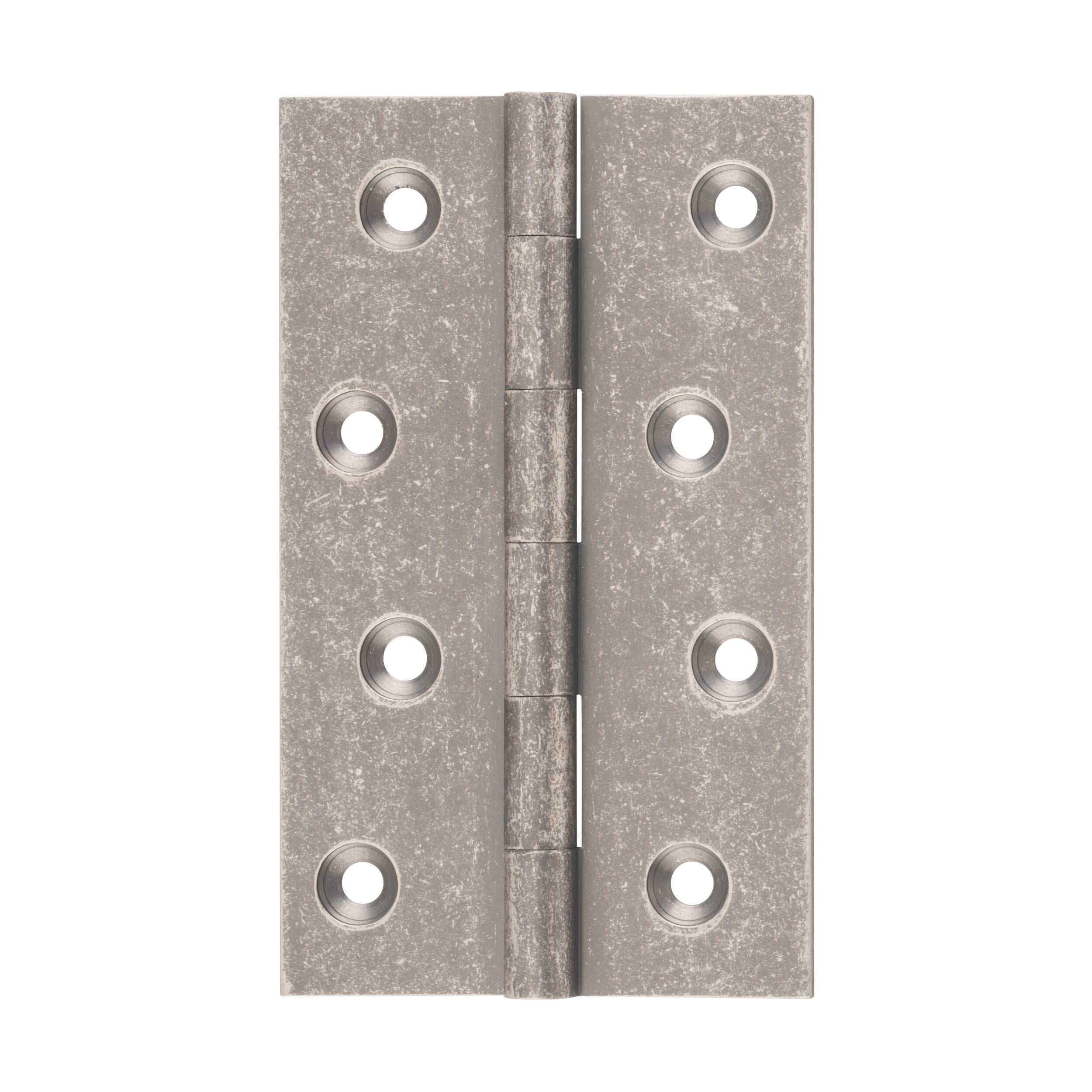 2522 Hinge Fixed Pin Rumbled Nickel H100xW60mm - Heavy Duty Cabinet & Furniture Hardware for DIY Projects & Home Renovations