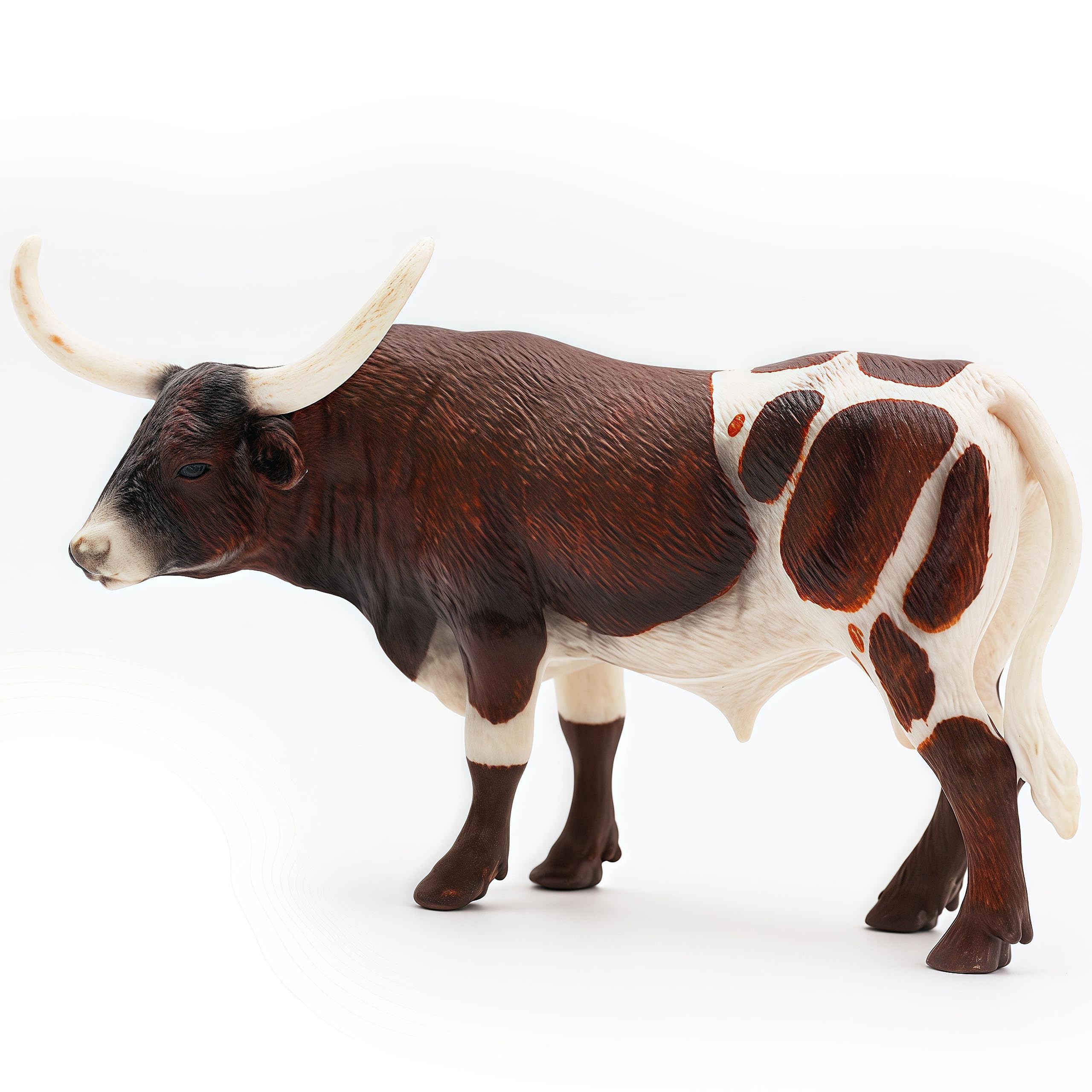 Gemini & Genius Realistic Hand-Painted Longhorn Cow Action Figure - 6 Inch Durable Farm Animal Toy for Kids, Boys & Girls - Perfect for Farm Playsets, Educational Gifts & Pretend Play Scenes