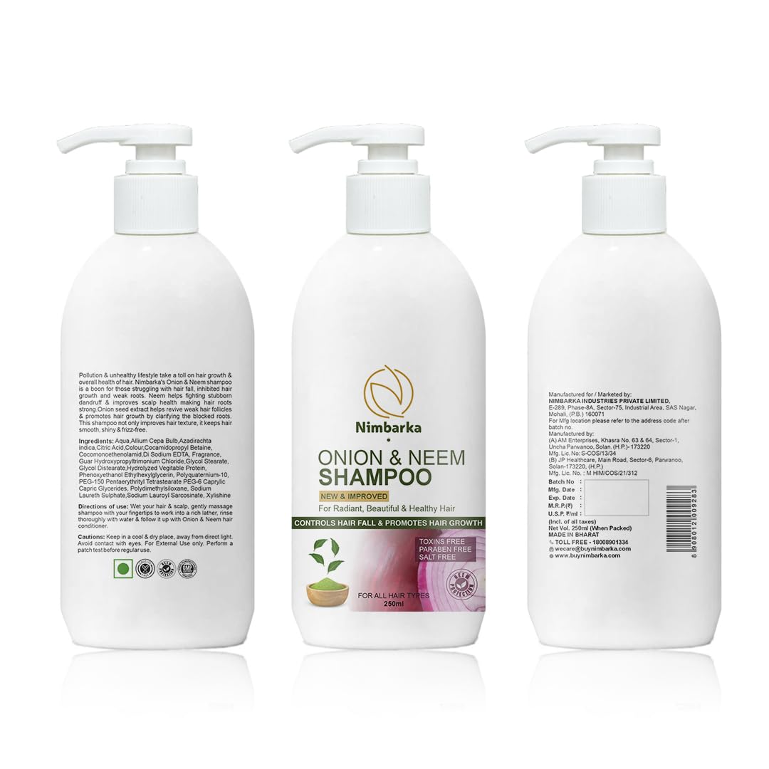 Nimbarka Neem & Onion Shampoo for Hair Growth & Hair Fall Control - 250ml | Natural Ayurvedic Formula for Thicker, Stronger Hair | Perfect for Daily Use & Scalp Care