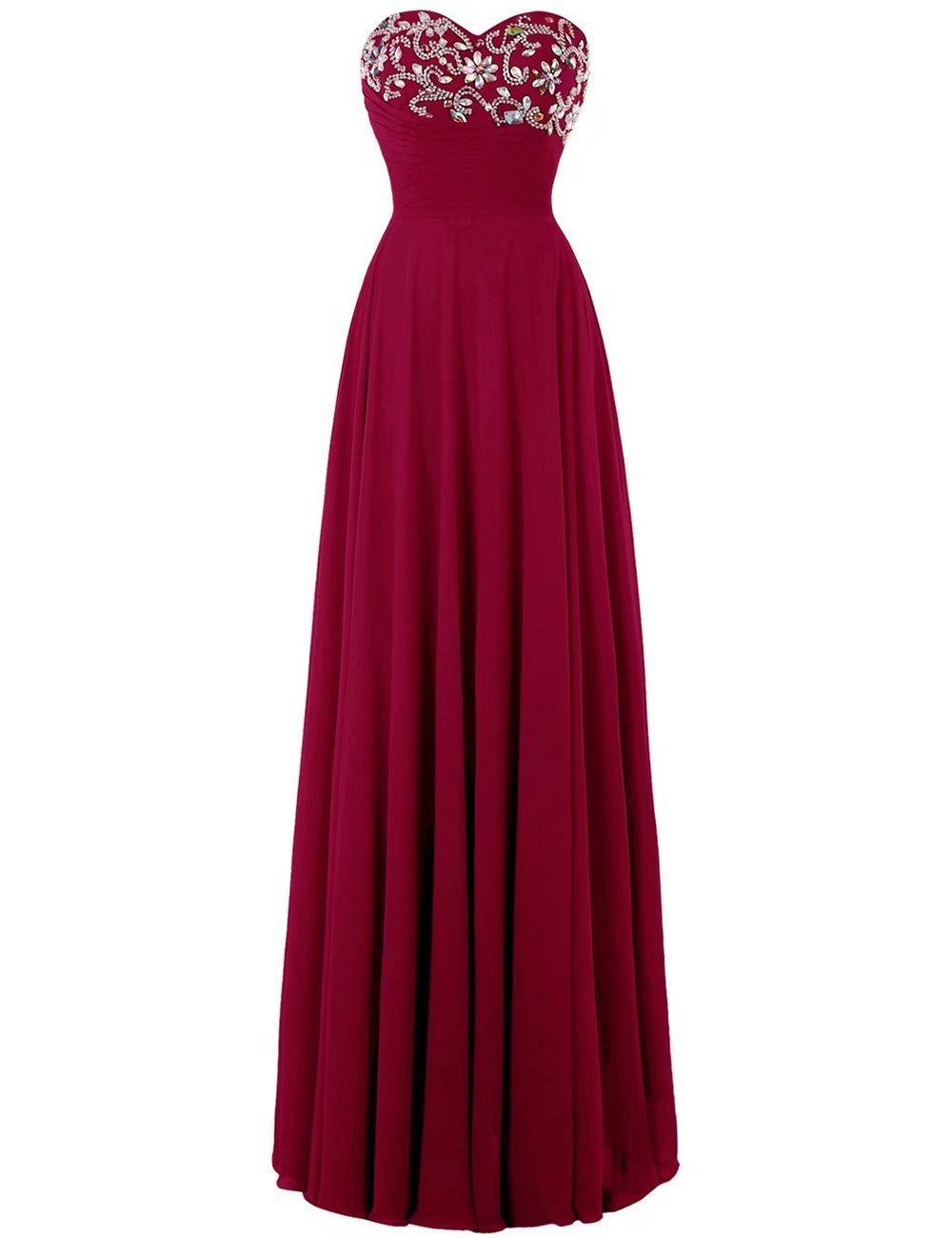 Elegant Sweetheart Neckline A-Line Chiffon Bridesmaid Dress with Lace-Up Back & Beading - Perfect for Weddings, Prom, Formal Parties & Evening Events