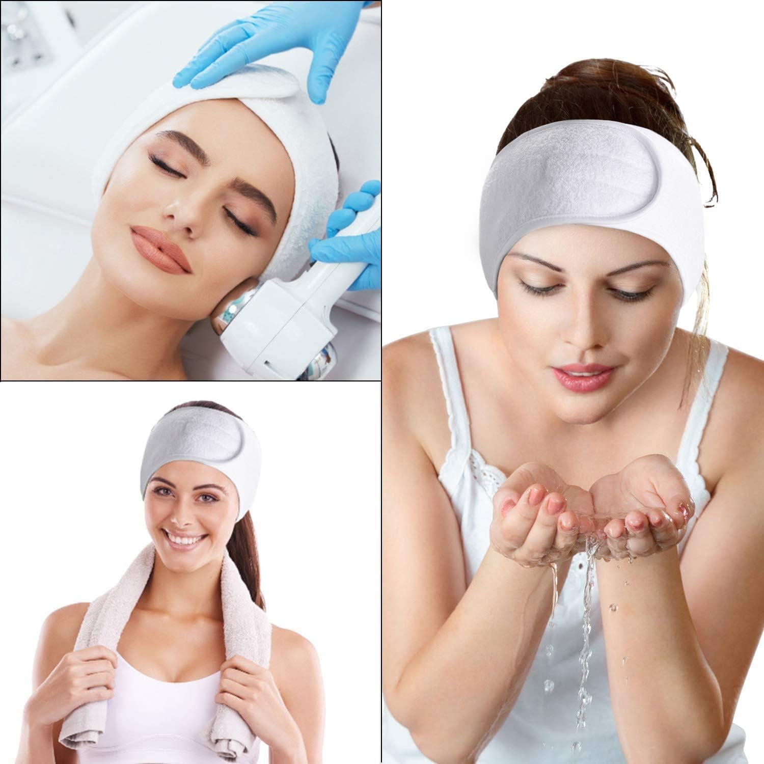 ZAUKY 2PC Soft Spa Headbands for Facial Care, Makeup & Skincare - Includes 1PC Bleach Brush (Combo Pack) - Perfect for Salon, Spa & Home Beauty Routines